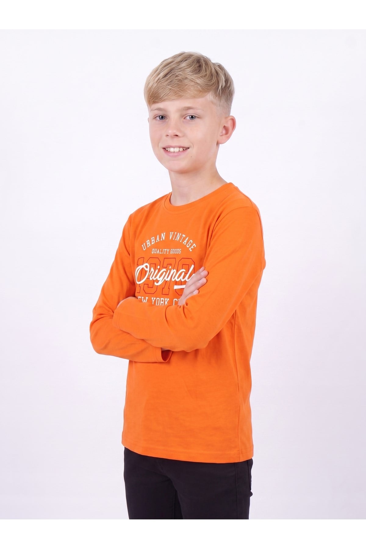 Erkek Çocuk Yuvarlak Yakalı Baskı Detaylı Sweatshirt