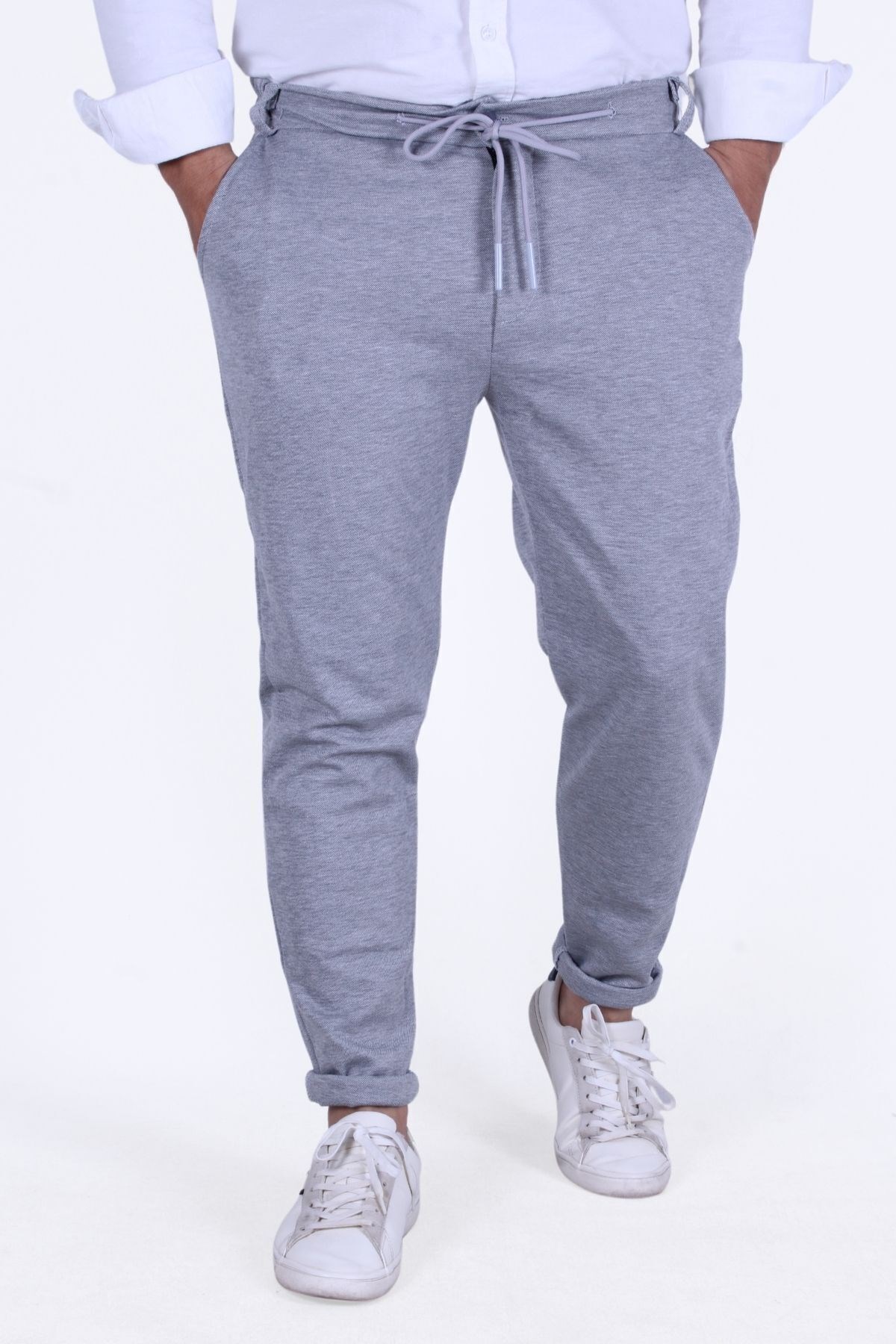 ERKEK PANTALON PİKE KUMAŞ BEL DETAYI LASTİKLİ