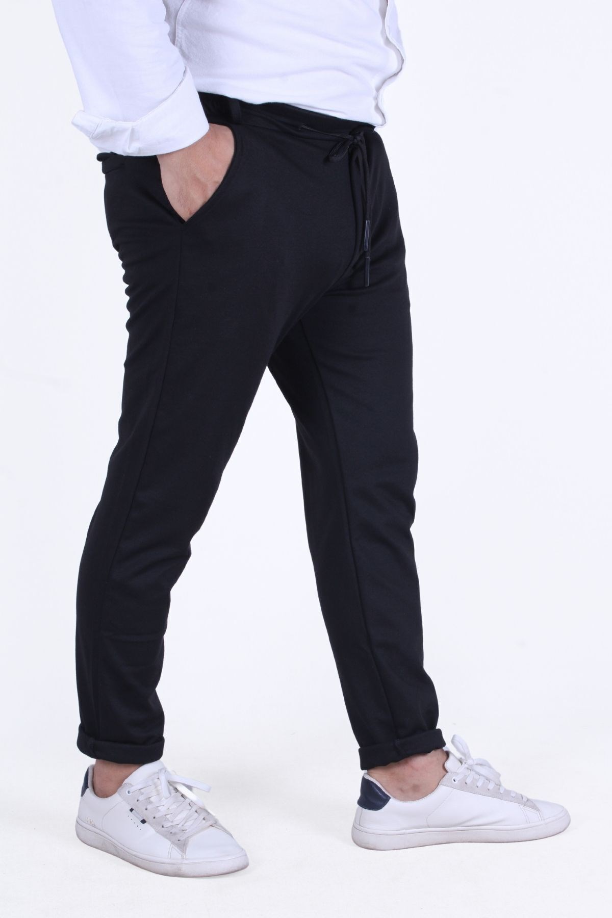 ERKEK PANTALON PİKE KUMAŞ BEL DETAYI LASTİKLİ