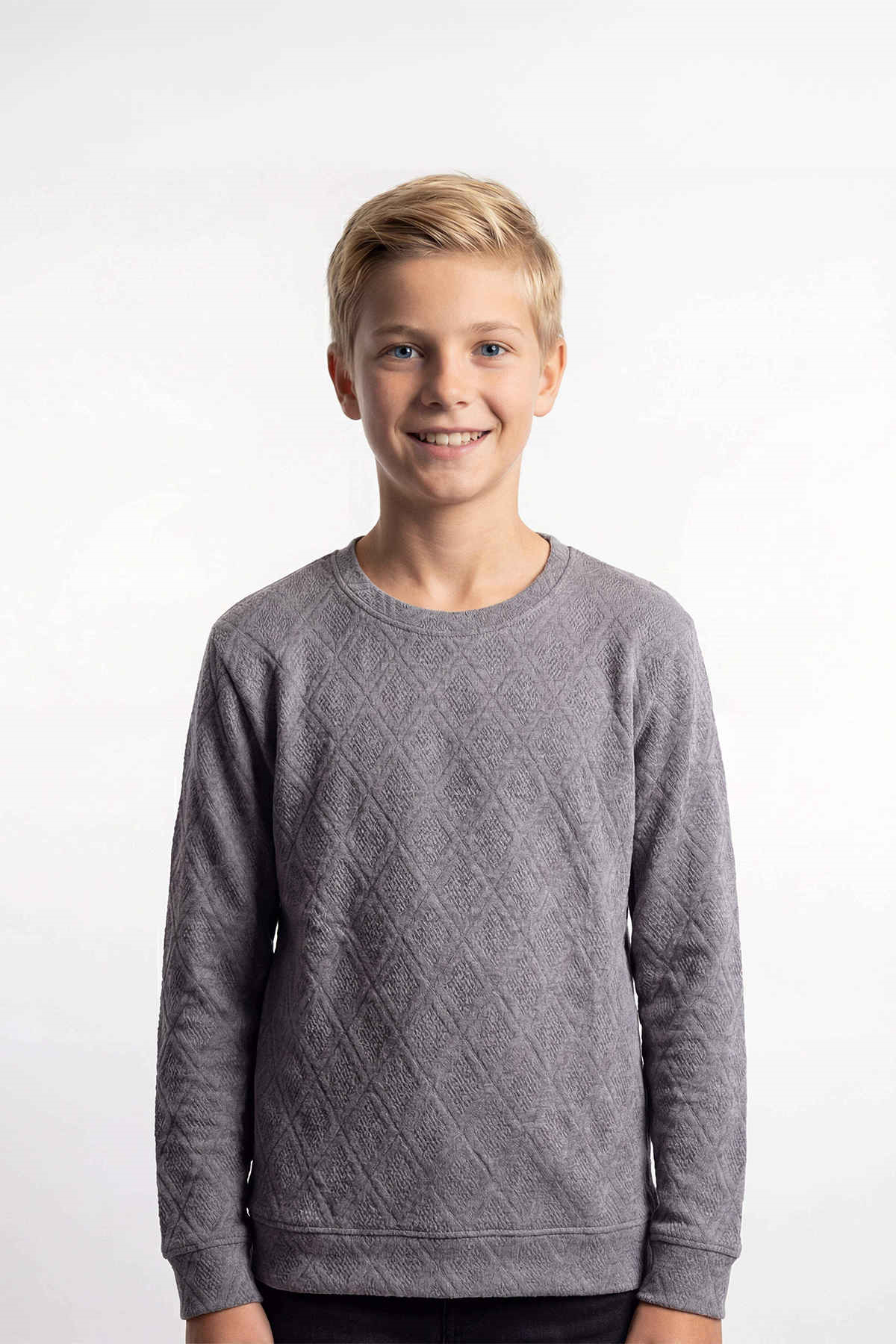 Füme Jakarlı Erkek Çocuk Sweatshirt