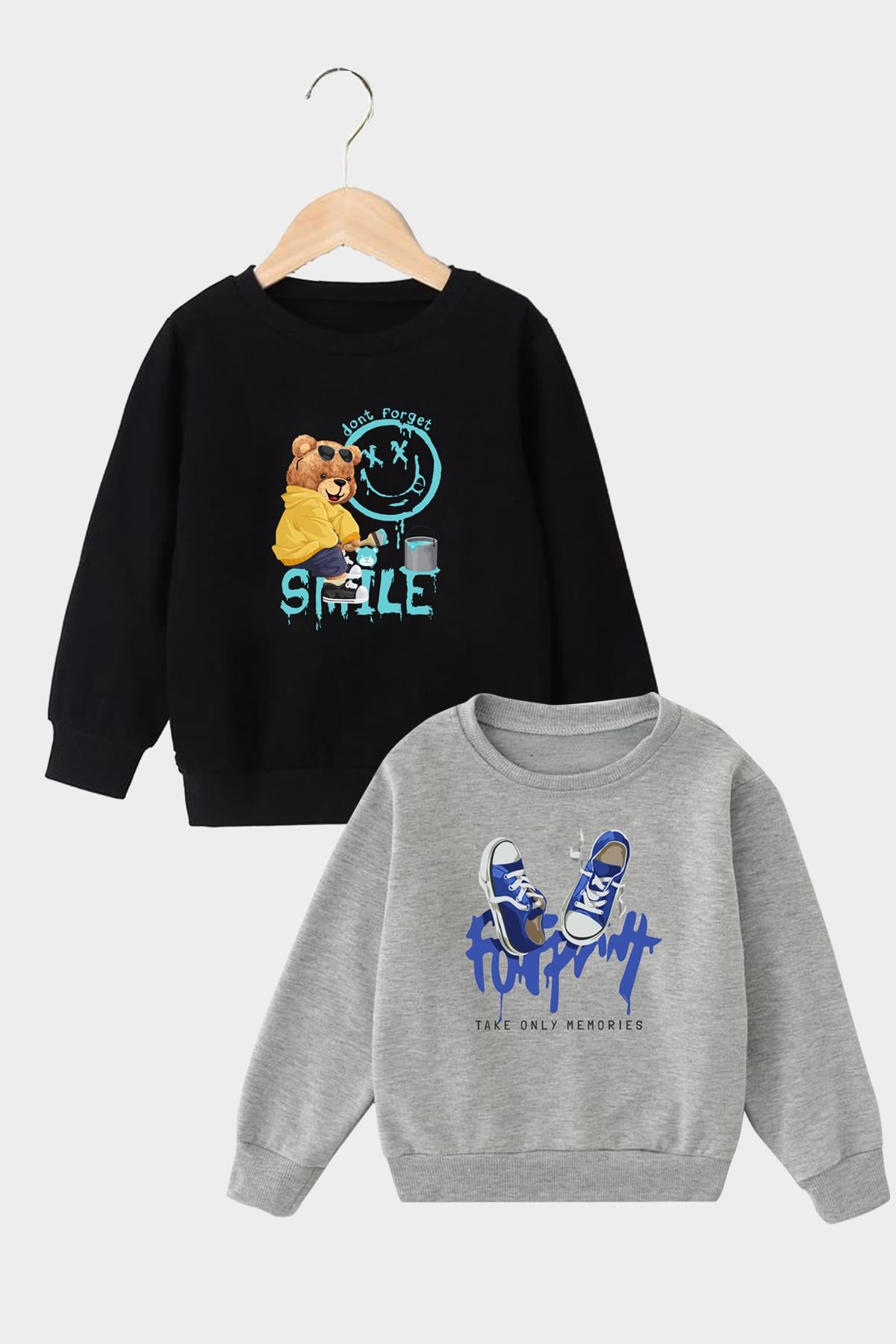 FYK KİDS 2'li ERKEK ÇOCUK BASKILI YUVARLAK YAKA SWEATSHİRT