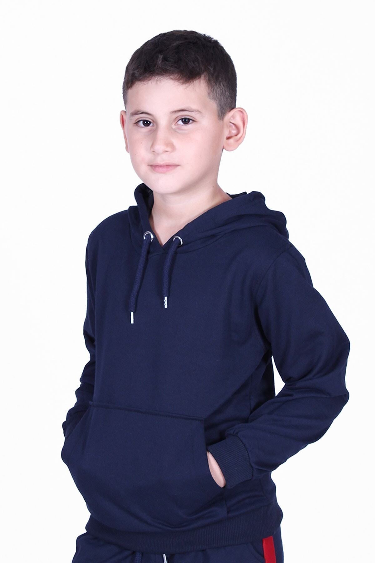 Fyk Kids Düz Kanguru Cepli Kapşonlu Sweatshirt