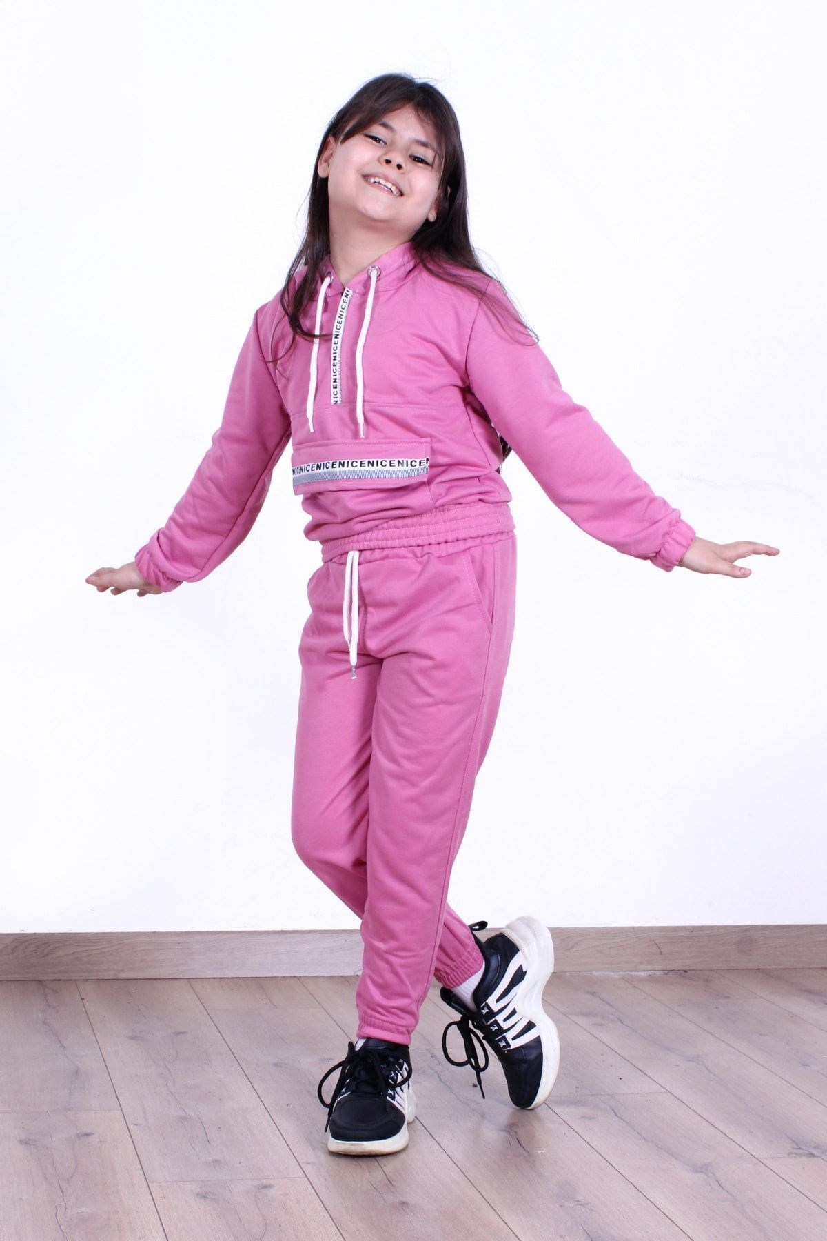 Fyk Kids Fermuar Yazı Detaylı Kargo Cepli Kız Çocuk Alt-üst Eşofman Takımı