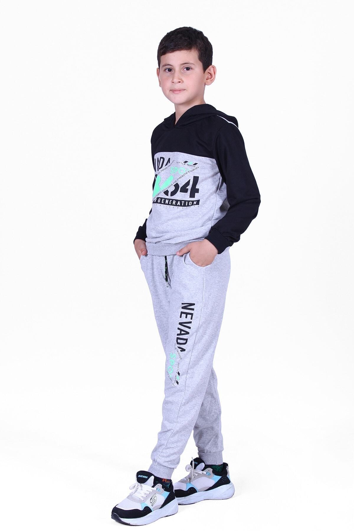 Fyk Kids trend Erkek Baskılı Kapşonlu Eşofman Takımı