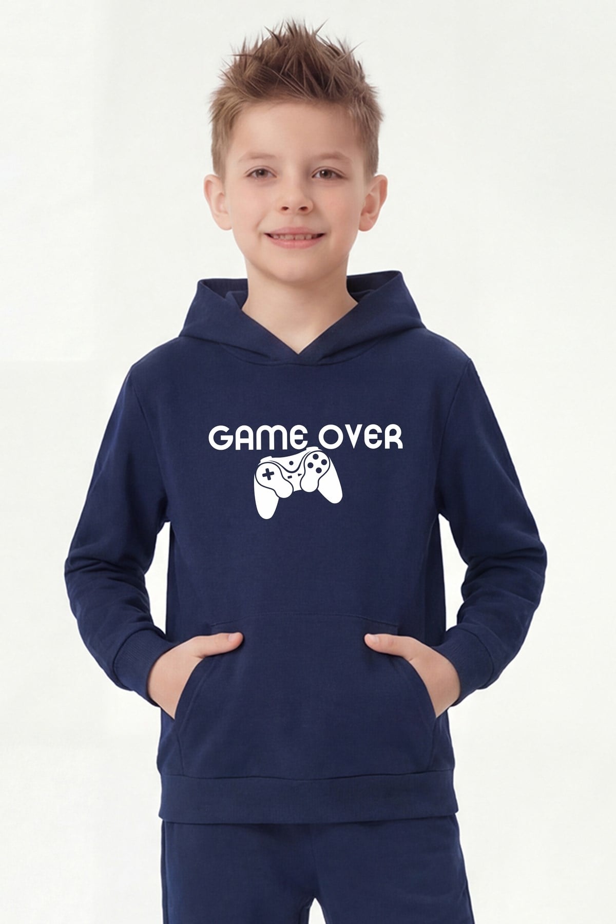 Kanguru Cepli Kapüşonlu Baskı Detaylı Erkek Çocuk Sweatshirt