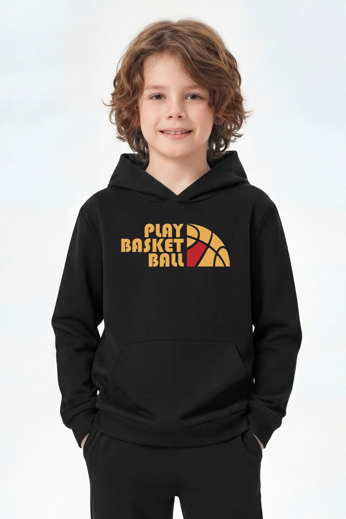 Kanguru Cepli Kapüşonlu Baskı Detaylı Erkek Çocuk Sweatshirt