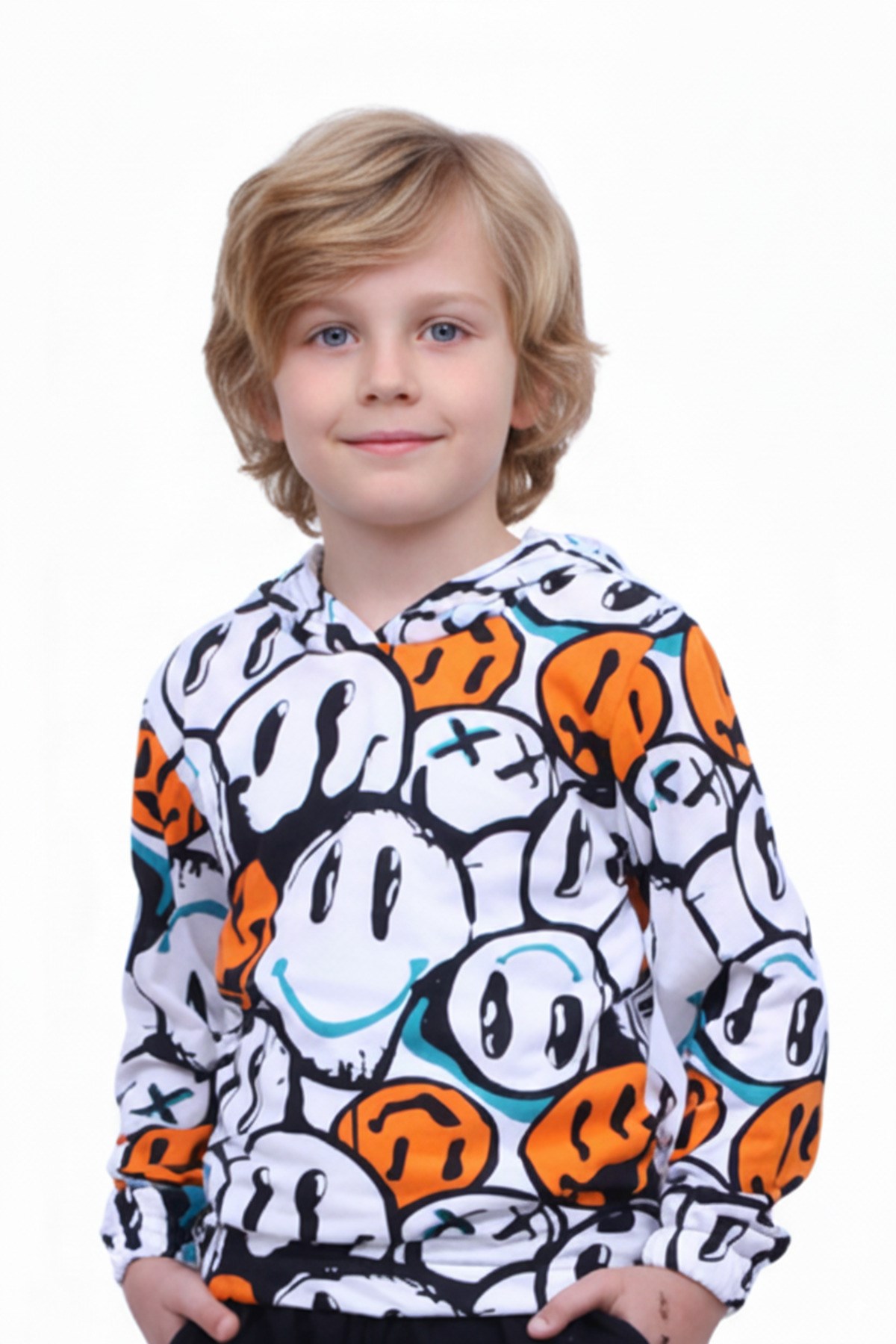 KAPÜŞONLU DESENLİ ERKEK ÇOCUK SWEATSHİRT