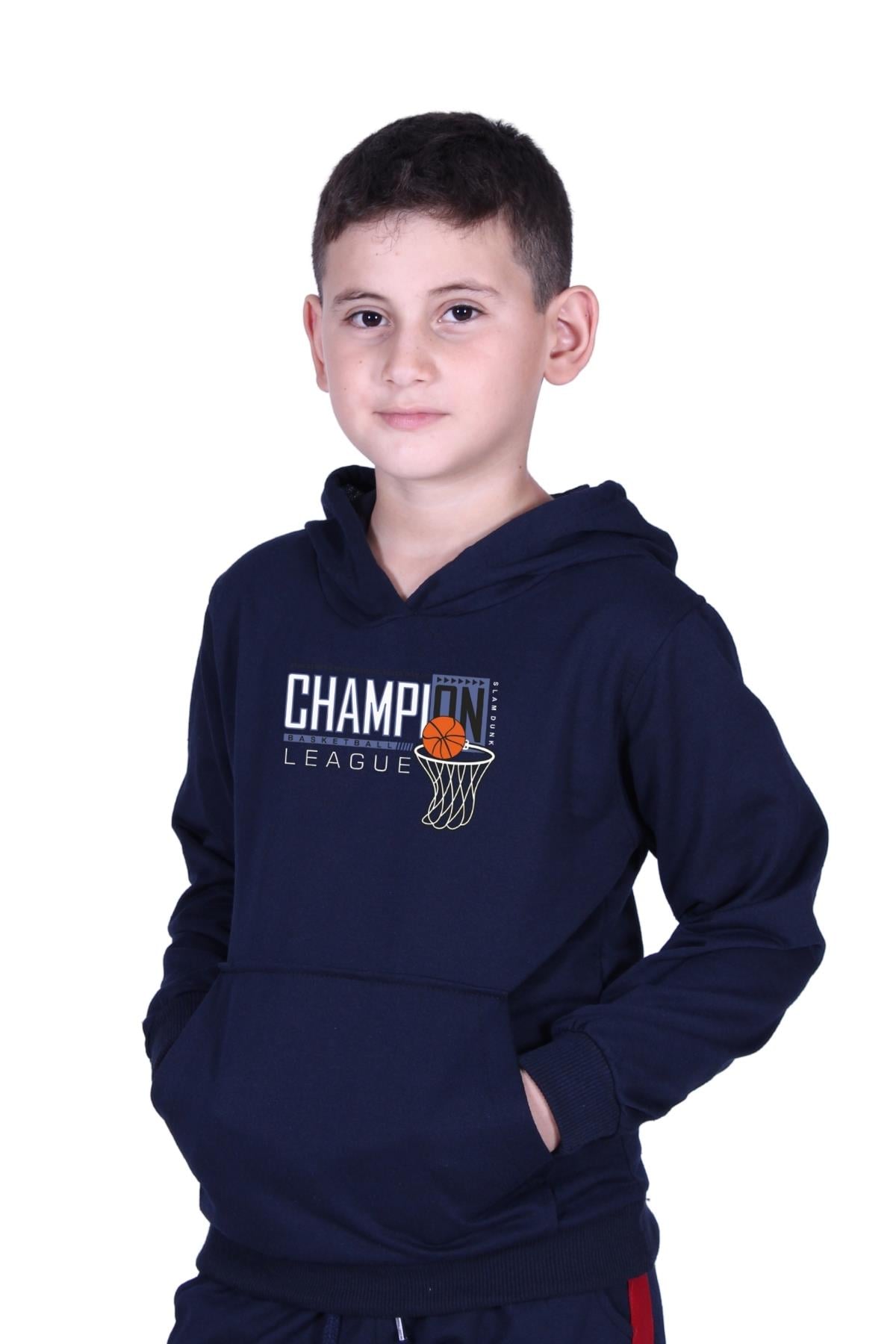 KAPÜŞONLU KANGURU CEPLİ CHAMPION BASKILI ERKEK ÇOCUK SWEATSHİRT