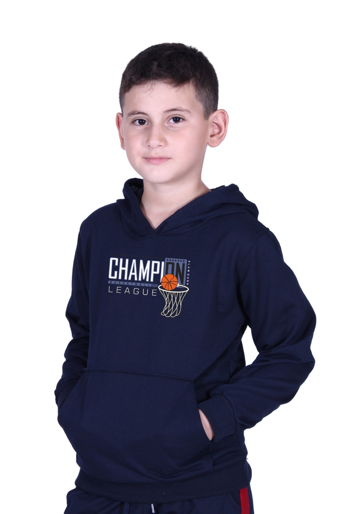 KAPÜŞONLU KANGURU CEPLİ CHAMPION BASKILI ERKEK ÇOCUK SWEATSHİRT
