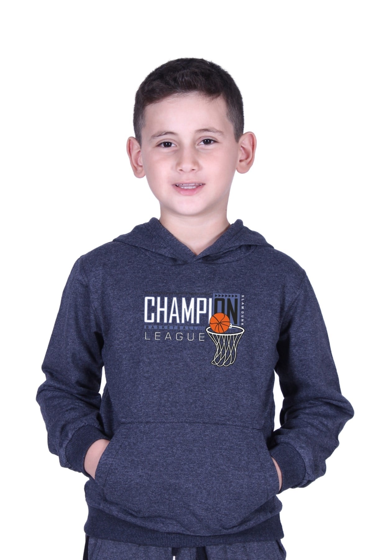 KAPÜŞONLU KANGURU CEPLİ CHAMPION BASKILI ERKEK ÇOCUK SWEATSHİRT