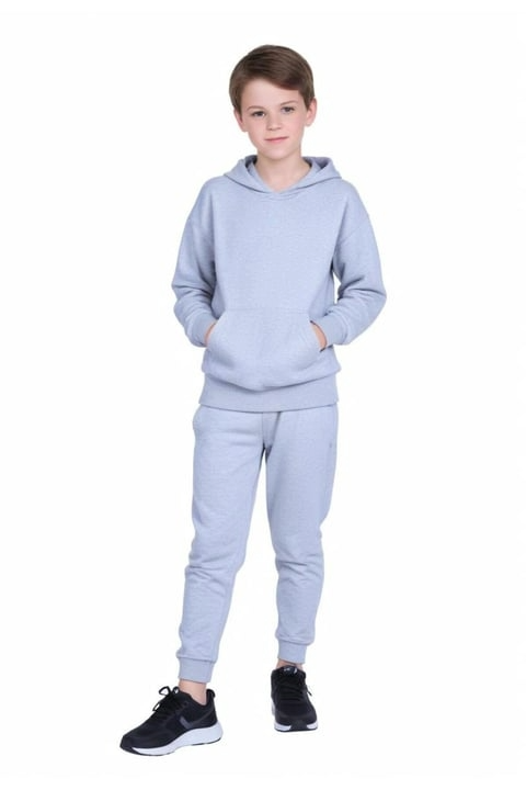 KAPÜŞONLU KANGURU CEPLİ DÜZ BASKISIZ ERKEK ÇOCUK EŞOFMAN TAKIMI