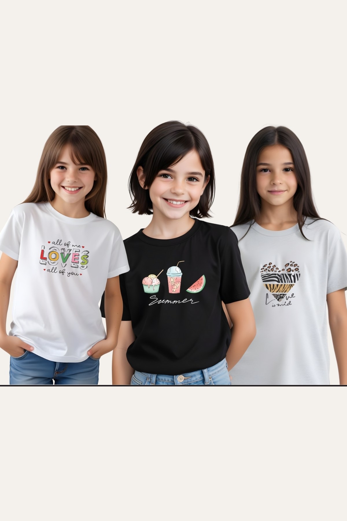 KIZ ÇOCUK BASİC BASKILI T-SHİRT