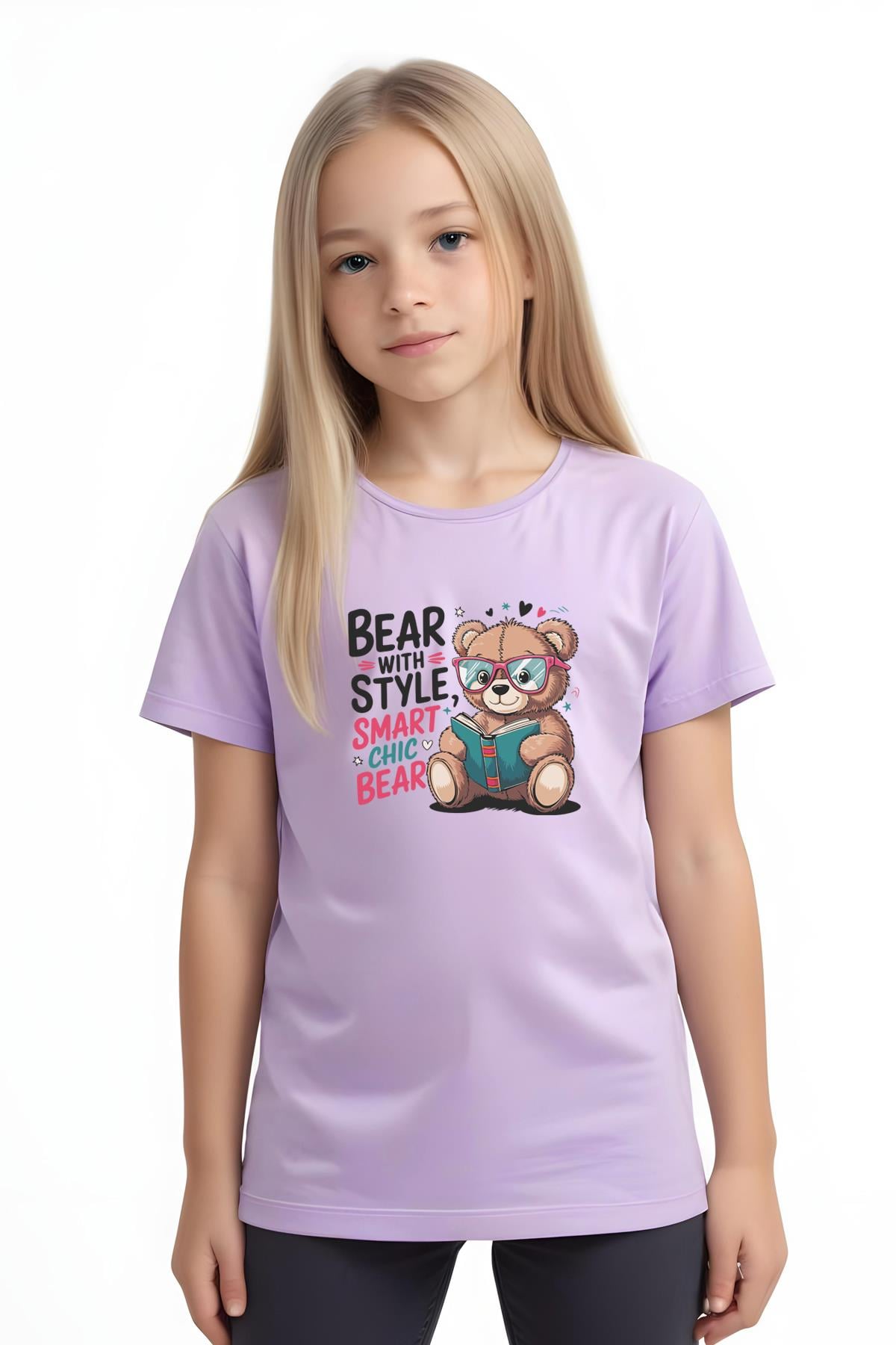 KIZ ÇOCUK BASİC BEAR STAYLE BASKILI T-SHİRT