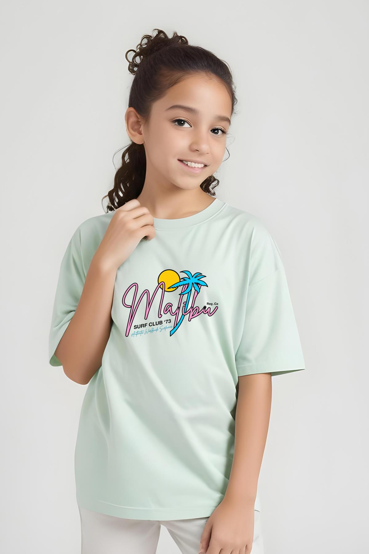 KIZ ÇOCUK BASİC MALİBU BASKILI T-SHİRT