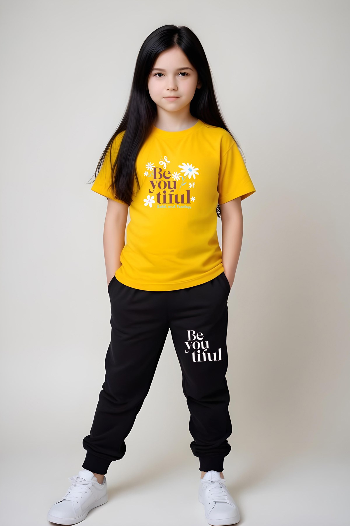 KIZ ÇOCUK BE YOU TİFUL BASKILI ALT-ÜST TAKIM
