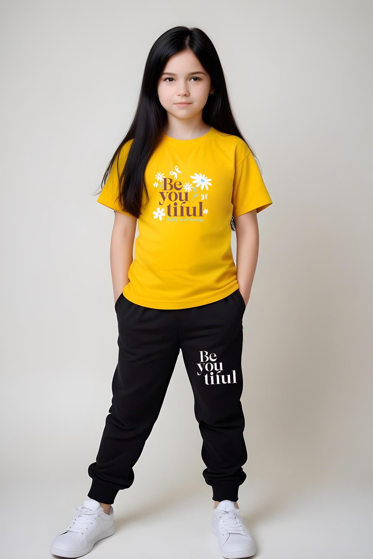 KIZ ÇOCUK BE YOU TİFUL BASKILI ALT-ÜST TAKIM