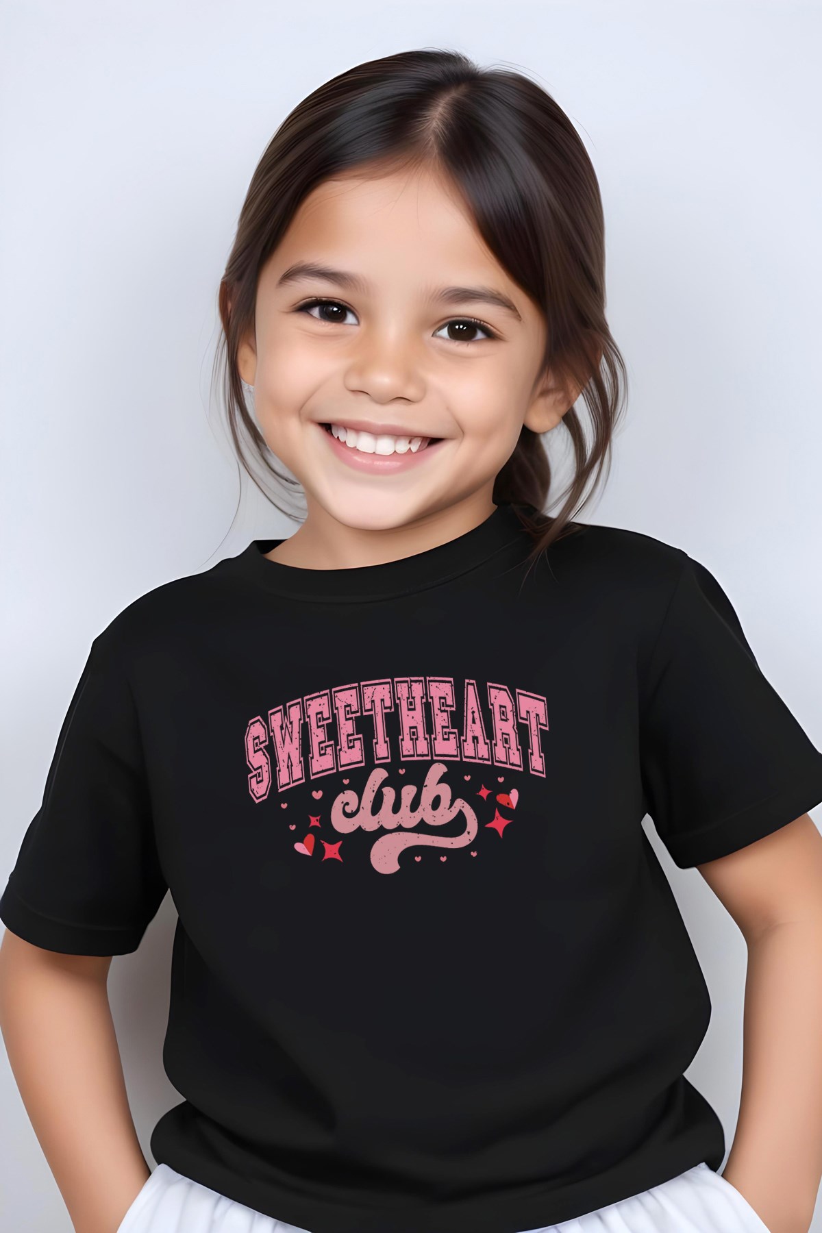 KIZ ÇOCUK SWEATHEARD CLUB BASKILI TİŞÖRT