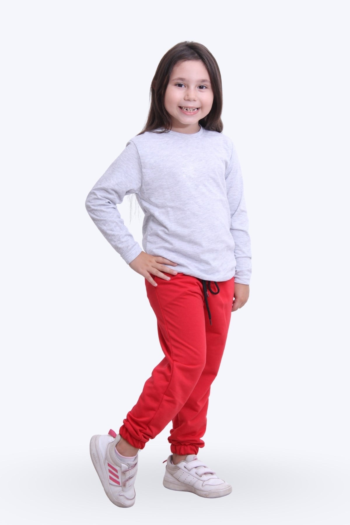 Kız Çocuk Yuvarlak Yaka Düz Baskısız Alt-üst Pijama Takimi