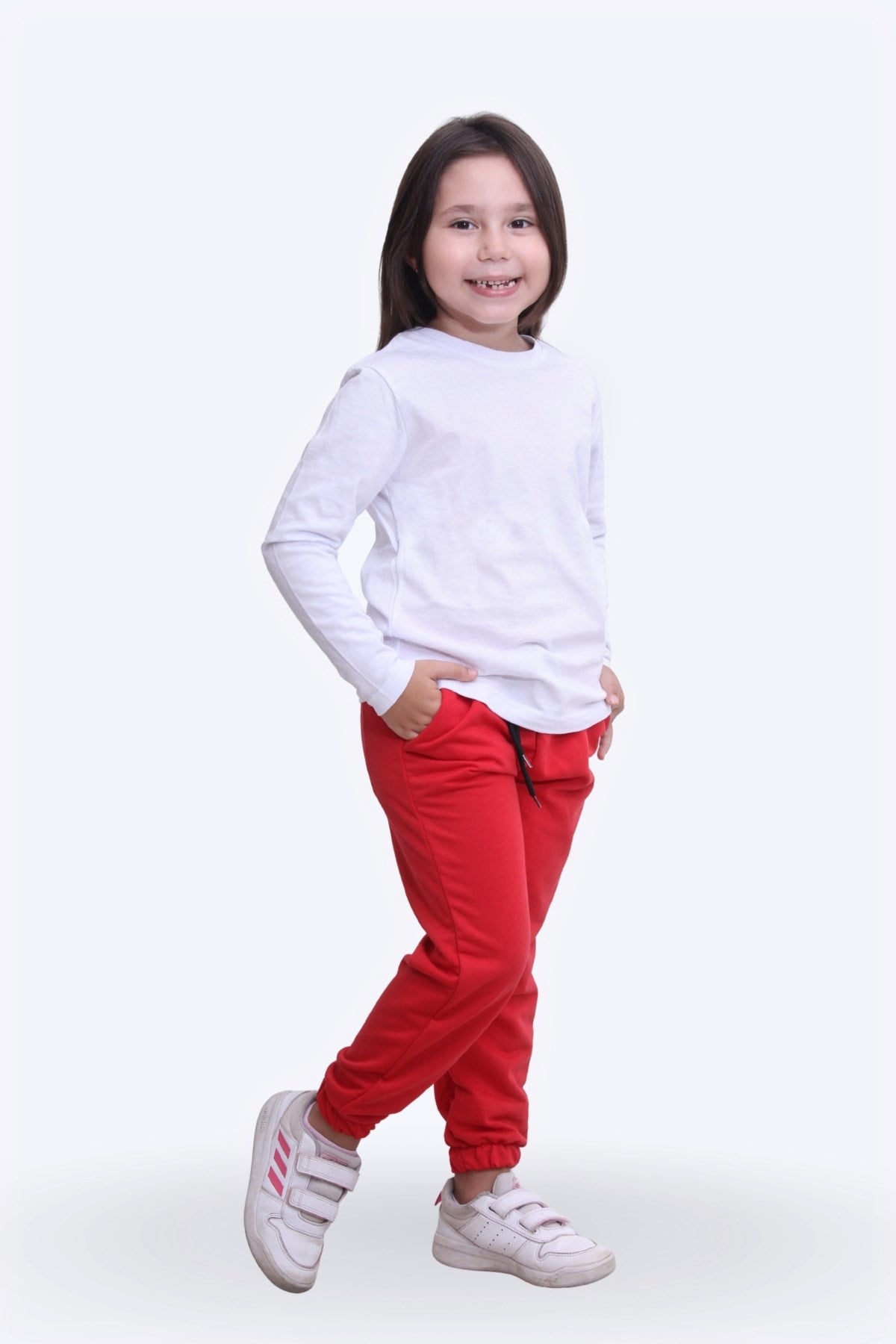 Kız Çocuk Yuvarlak Yaka Düz Baskısız Alt-üst Pijama Takimi