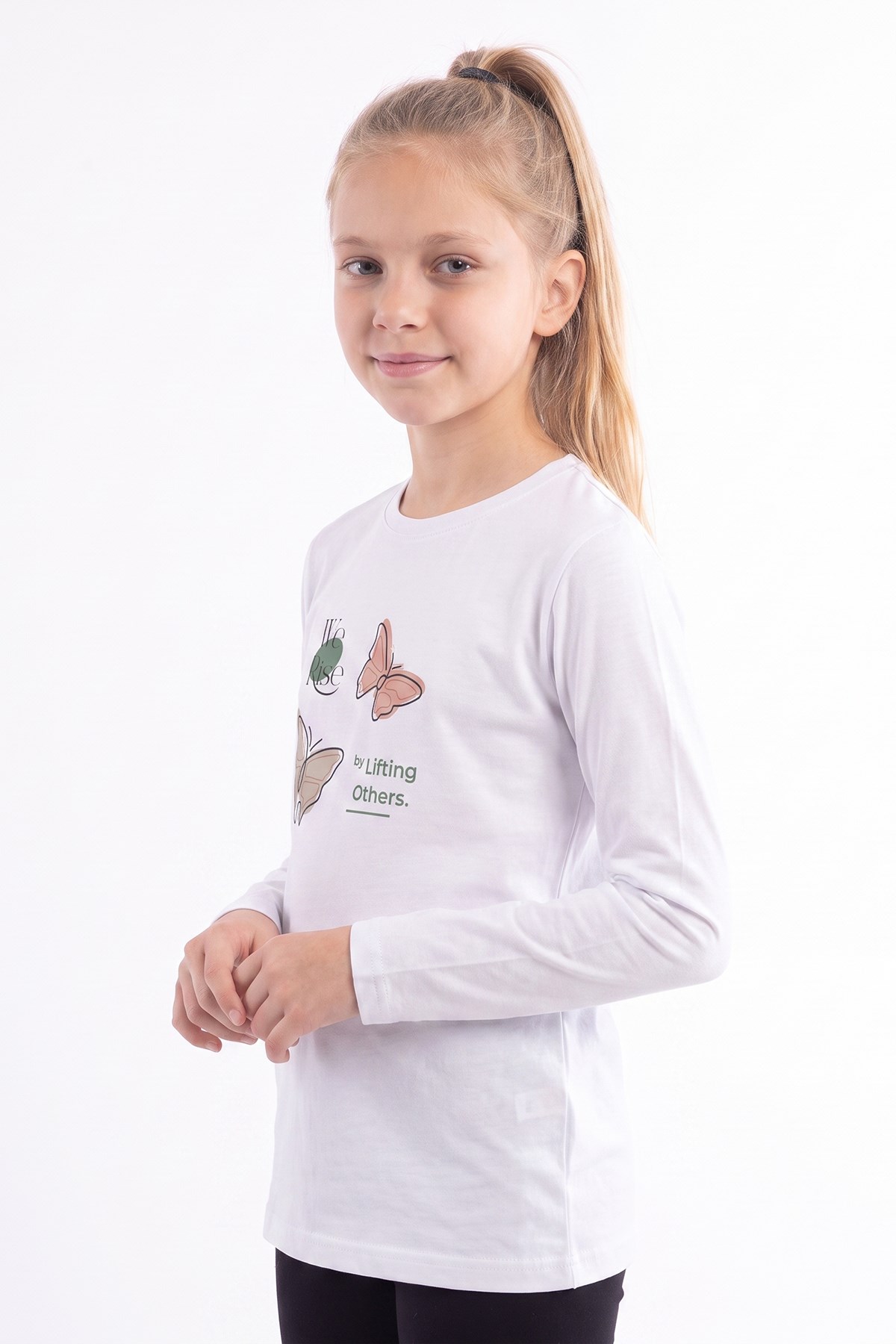 Kız Çocuk Yuvarlak Yakalı Baskı Detaylı Sweatshirt