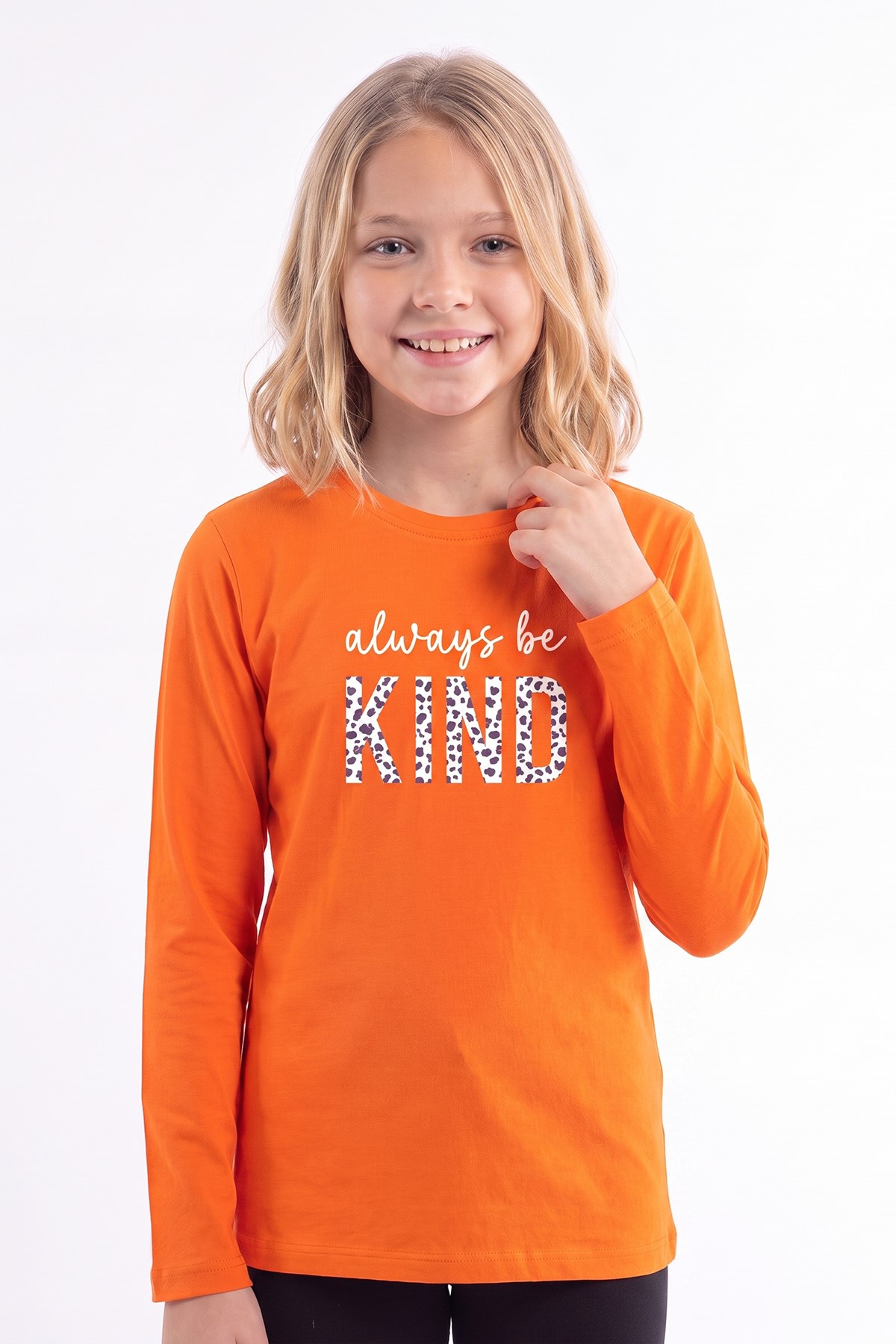 Kız Çocuk Yuvarlak Yakalı Baskı Detaylı Sweatshirt