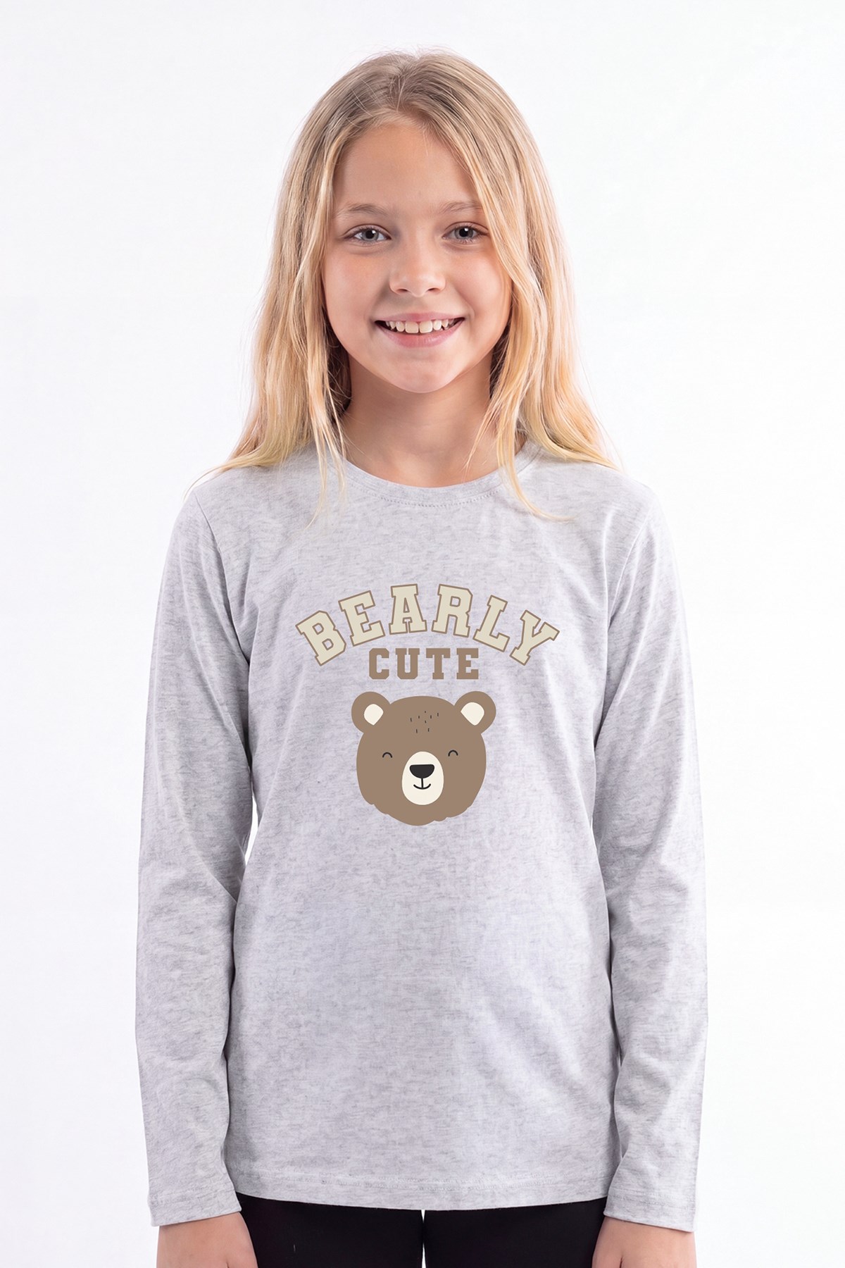 Kız Çocuk Yuvarlak Yakalı Baskı Detaylı Sweatshirt