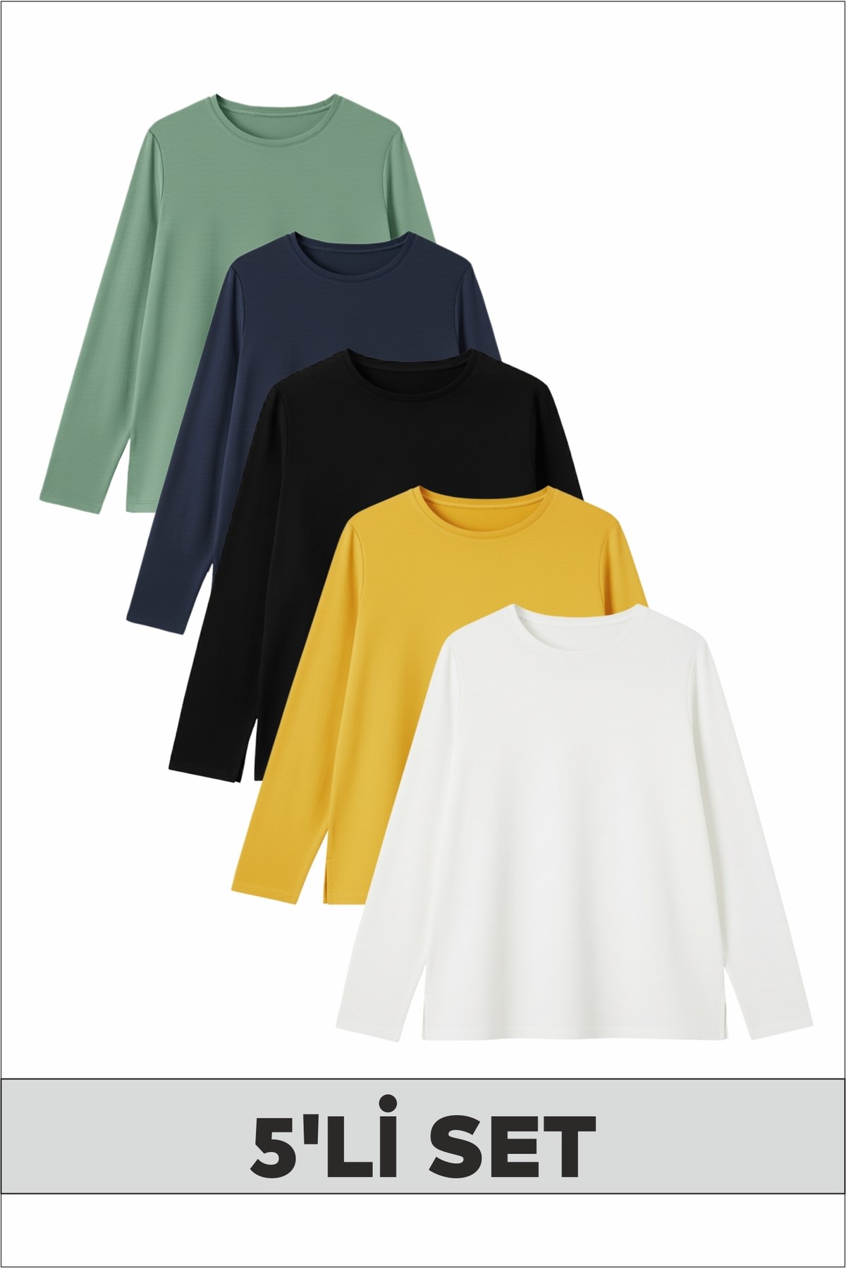 Modern & Trend Renklerde Yuvarlak Yaka Kız/Erkek Çocuk 5'li Sweatshirt