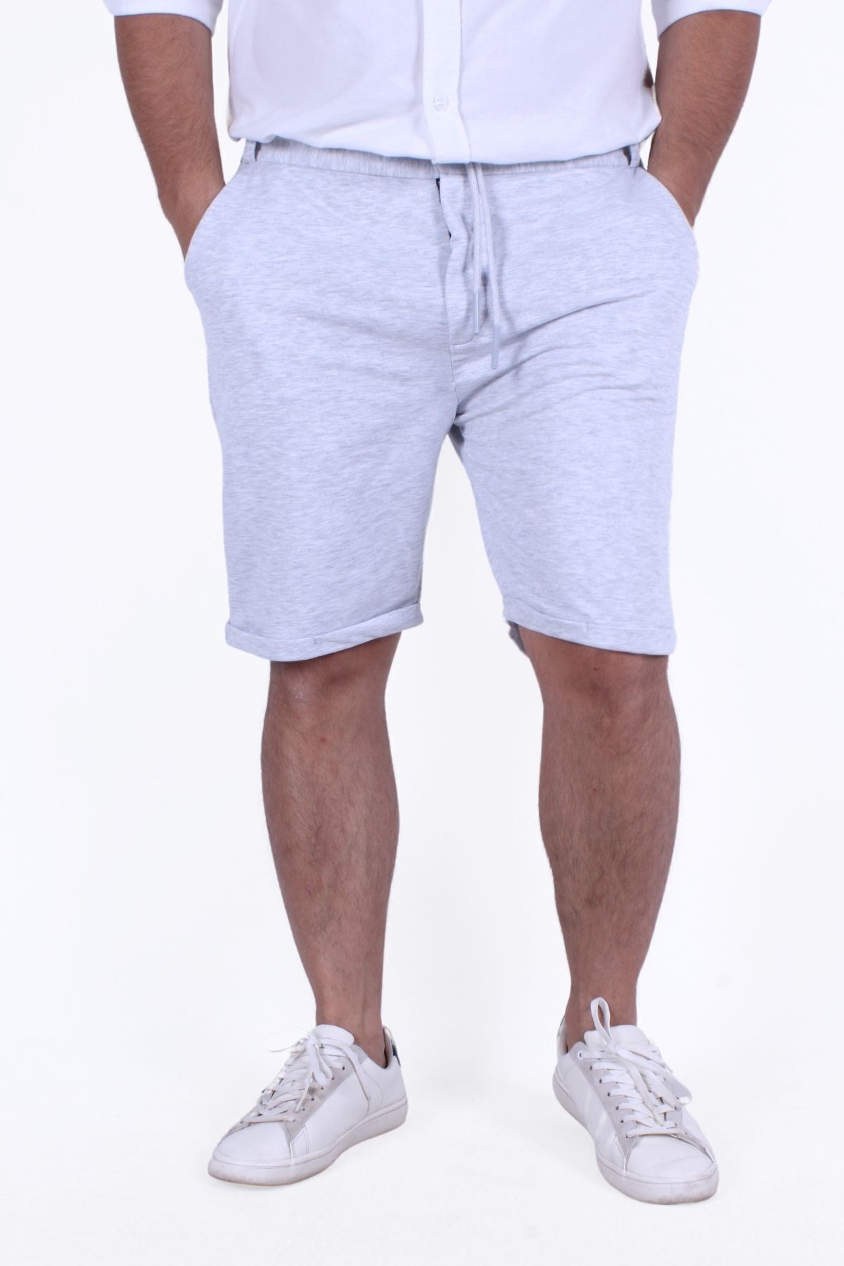 ÖRME KUMAŞ LASTİKLİ BEL DETAYLI (PANTALON GÖRÜNÜMLÜ) ERKEK ŞORT-BERMUDA
