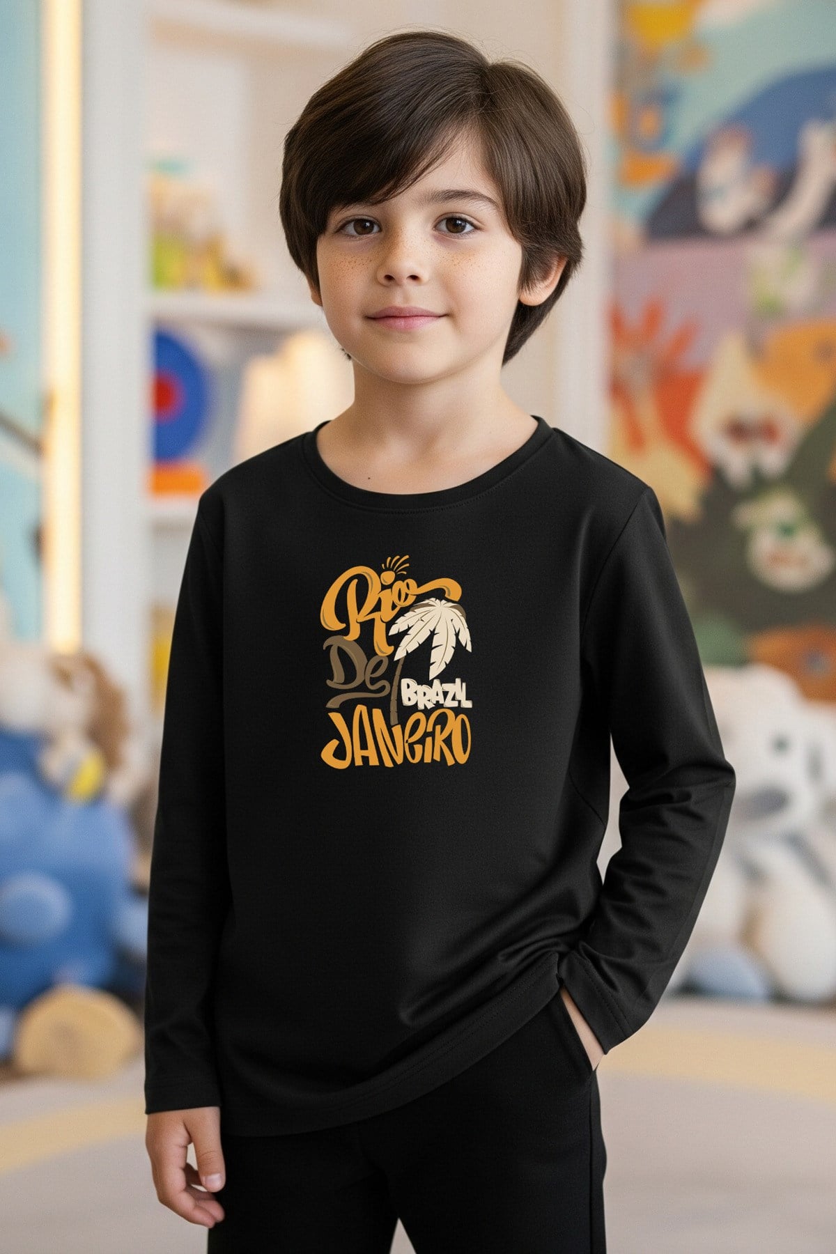 SIFIR YAKA RİO DE JENERİO BASKILI ERKEK ÇOCUK SWEATSHİRT