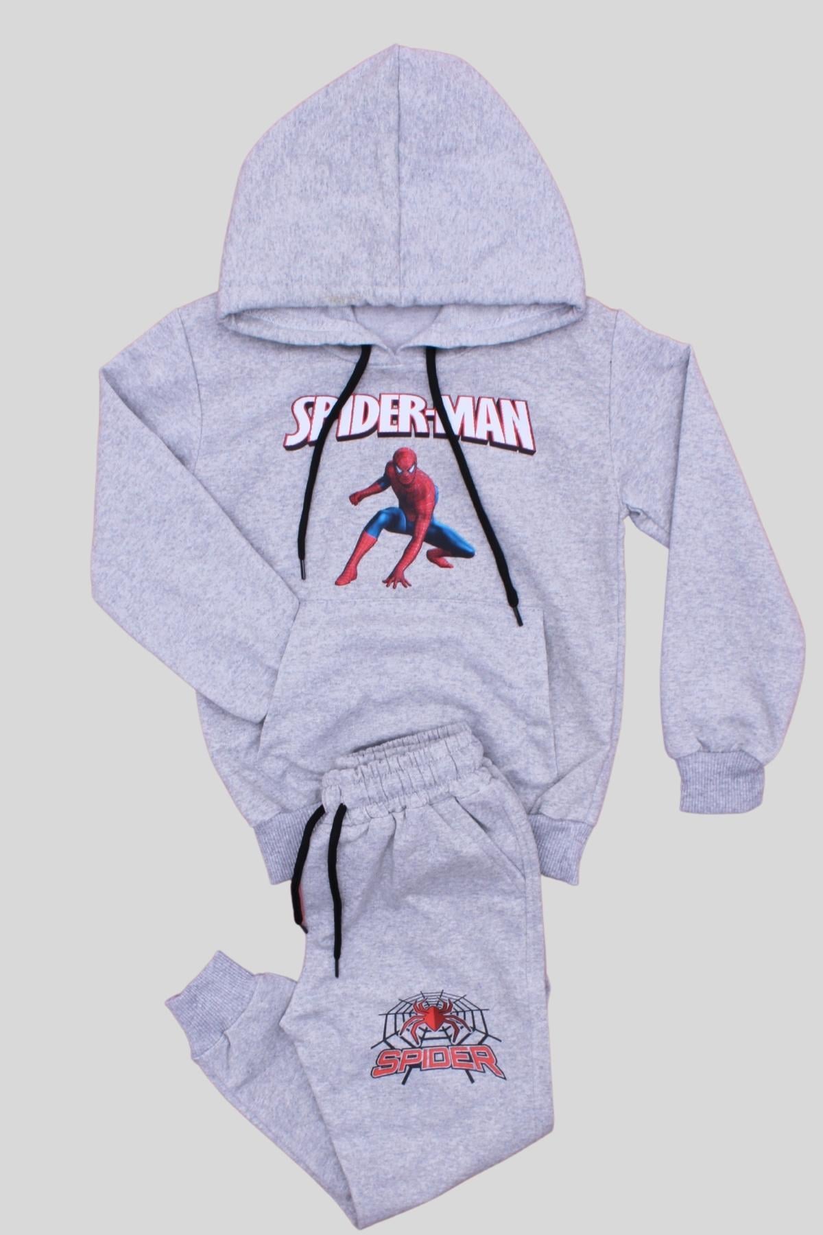 SPIDERMAN BASKILI KAPÜŞONLU CEPLİ EŞOFMAN TAKIMI