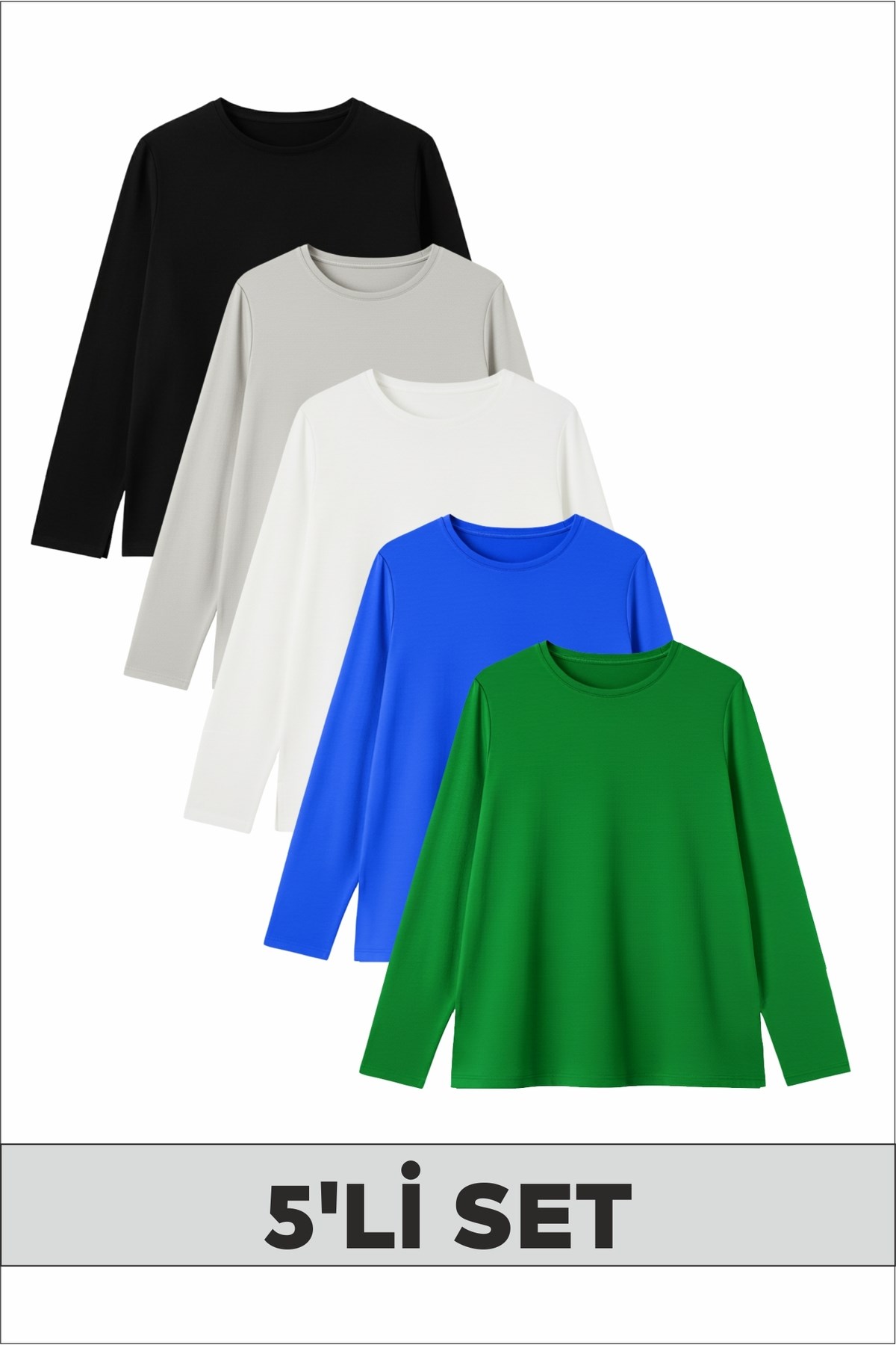 Spor & Günlük Renklerde Yuvarlak Yaka Kız/Erkek Çocuk 5'li Sweatshirt