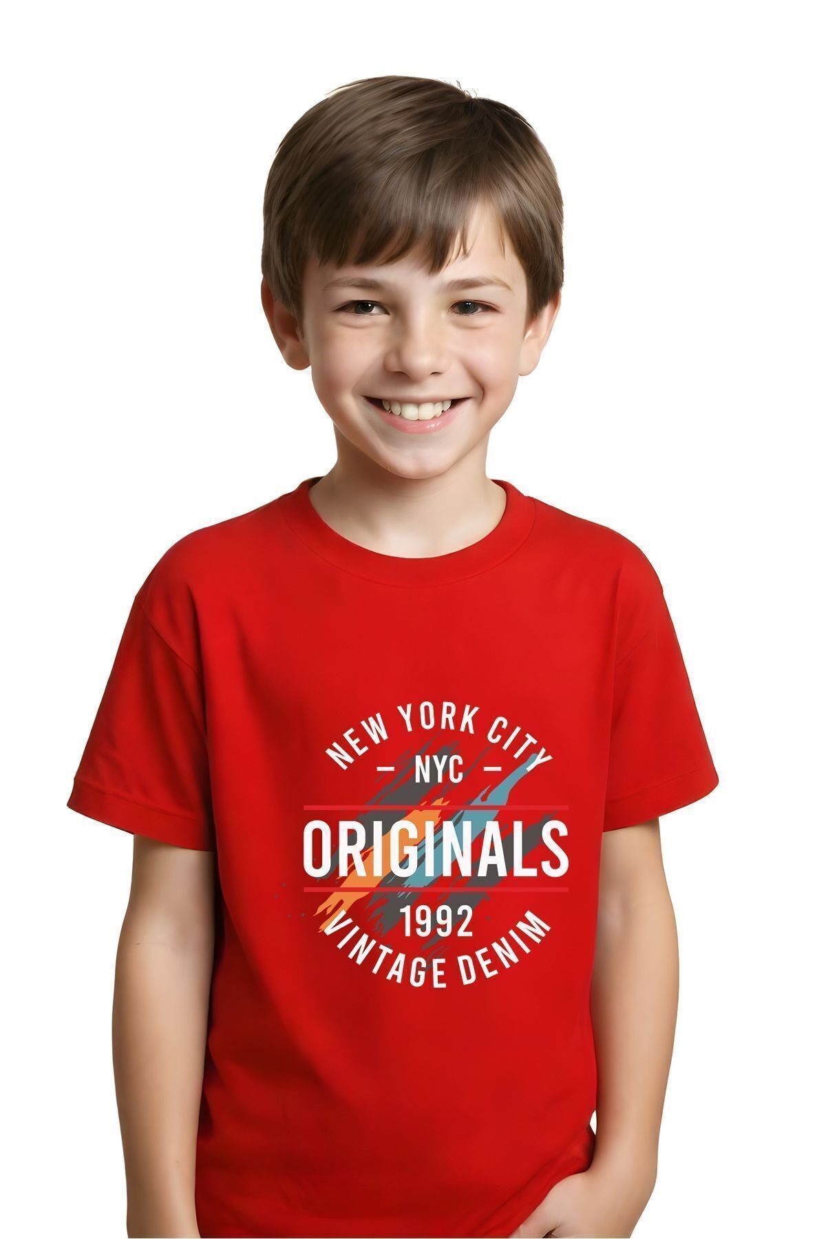 Unisex Çocuk Düz Kısa Kollu T-Shirt