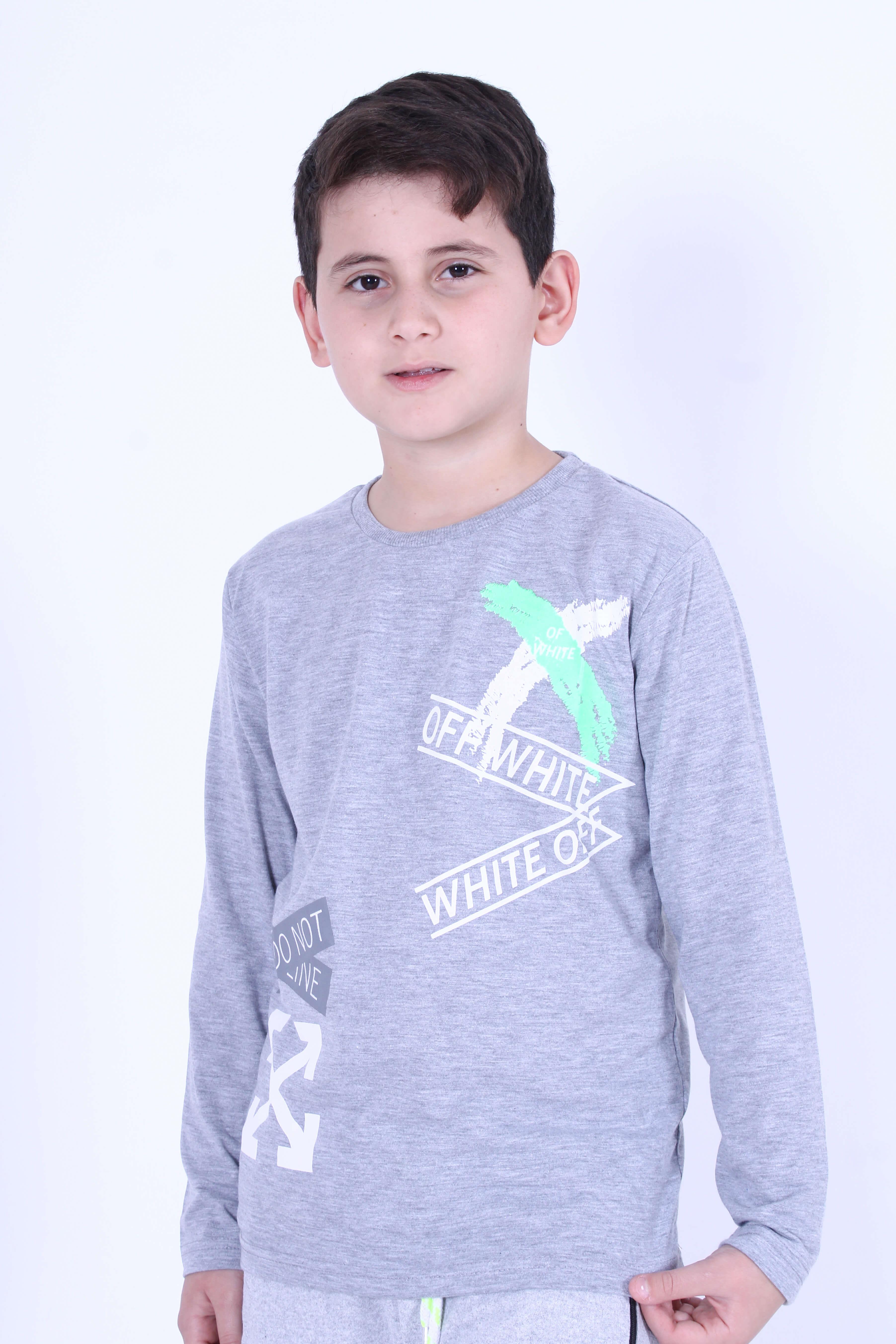 Uzun Kollu Off White X Yazı Baskılı 2 Iplik Erkek Çocuk Sweatshirt