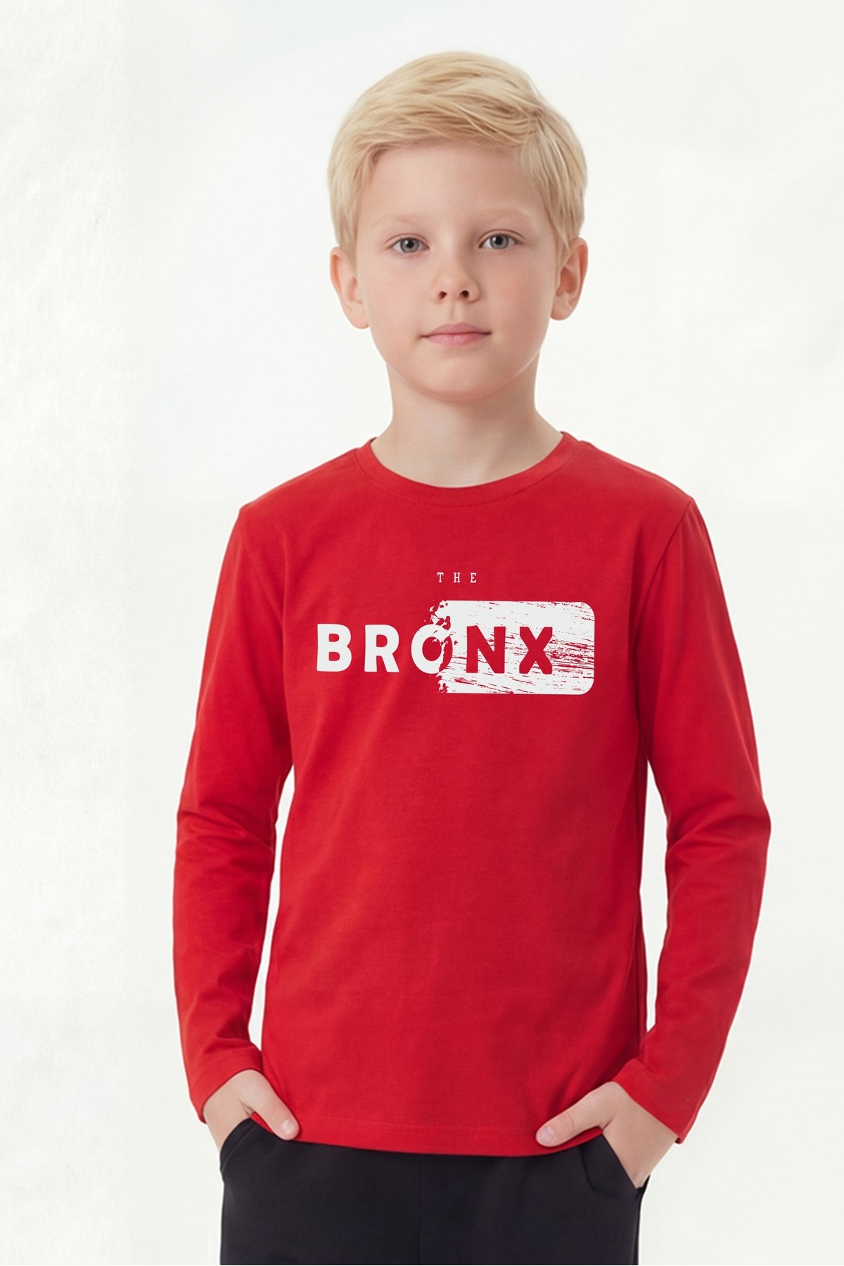 Yuvarlak Yaka Uzun Kollu Baskı Detaylı Erkek Çocuk Sweatshirt
