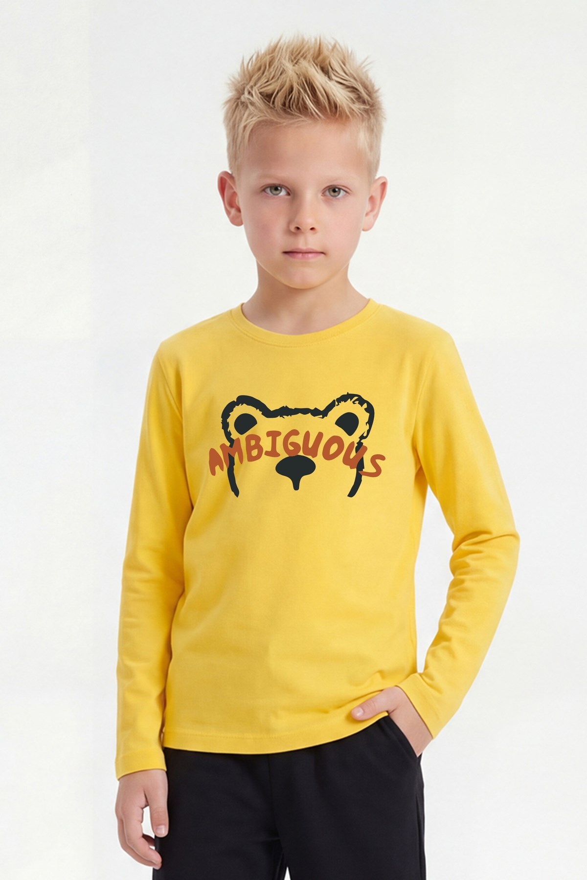 Yuvarlak Yaka Uzun Kollu Baskı Detaylı Erkek Çocuk Sweatshirt