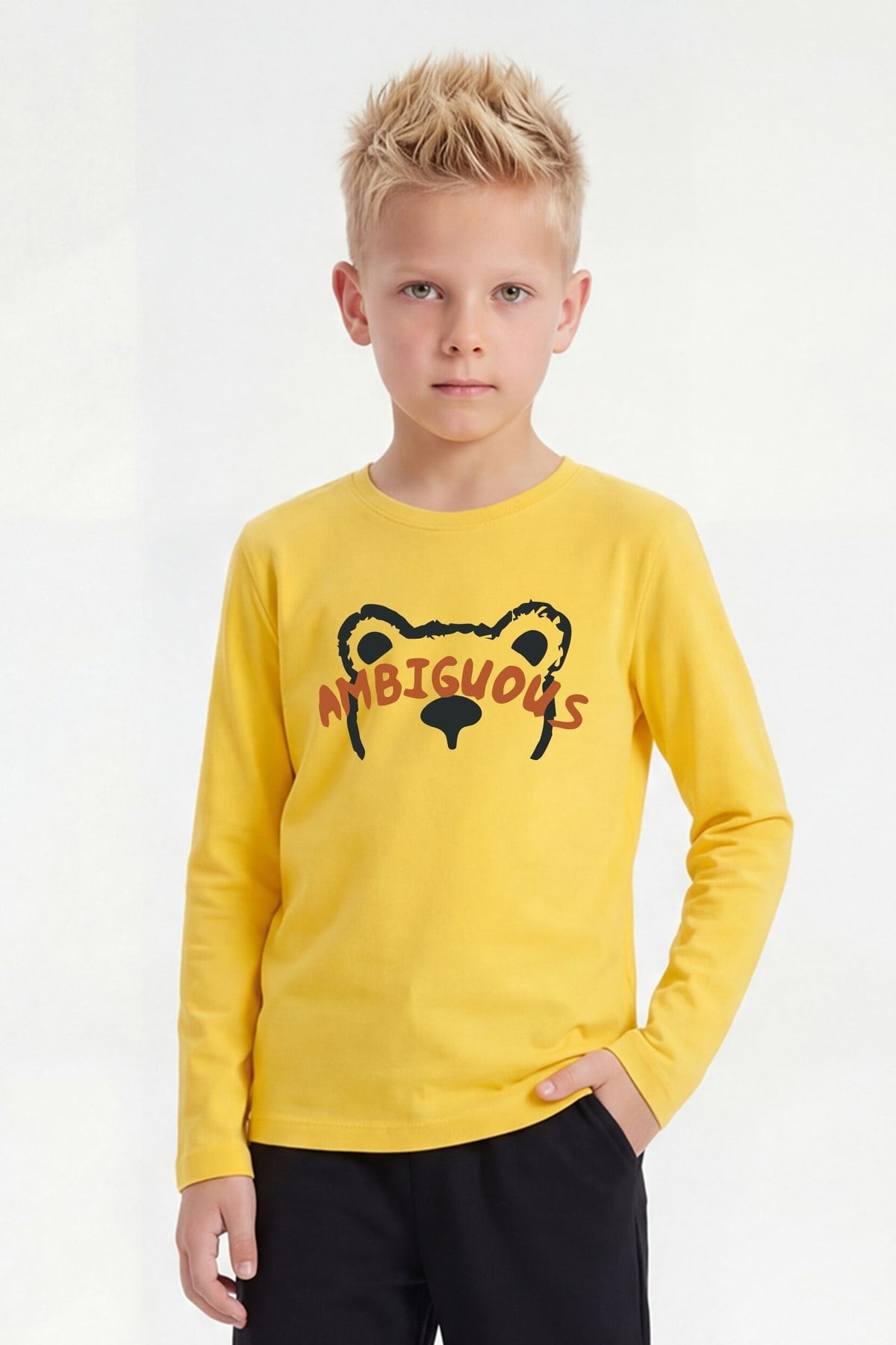 Yuvarlak Yaka Uzun Kollu Baskı Detaylı Erkek Çocuk Sweatshirt