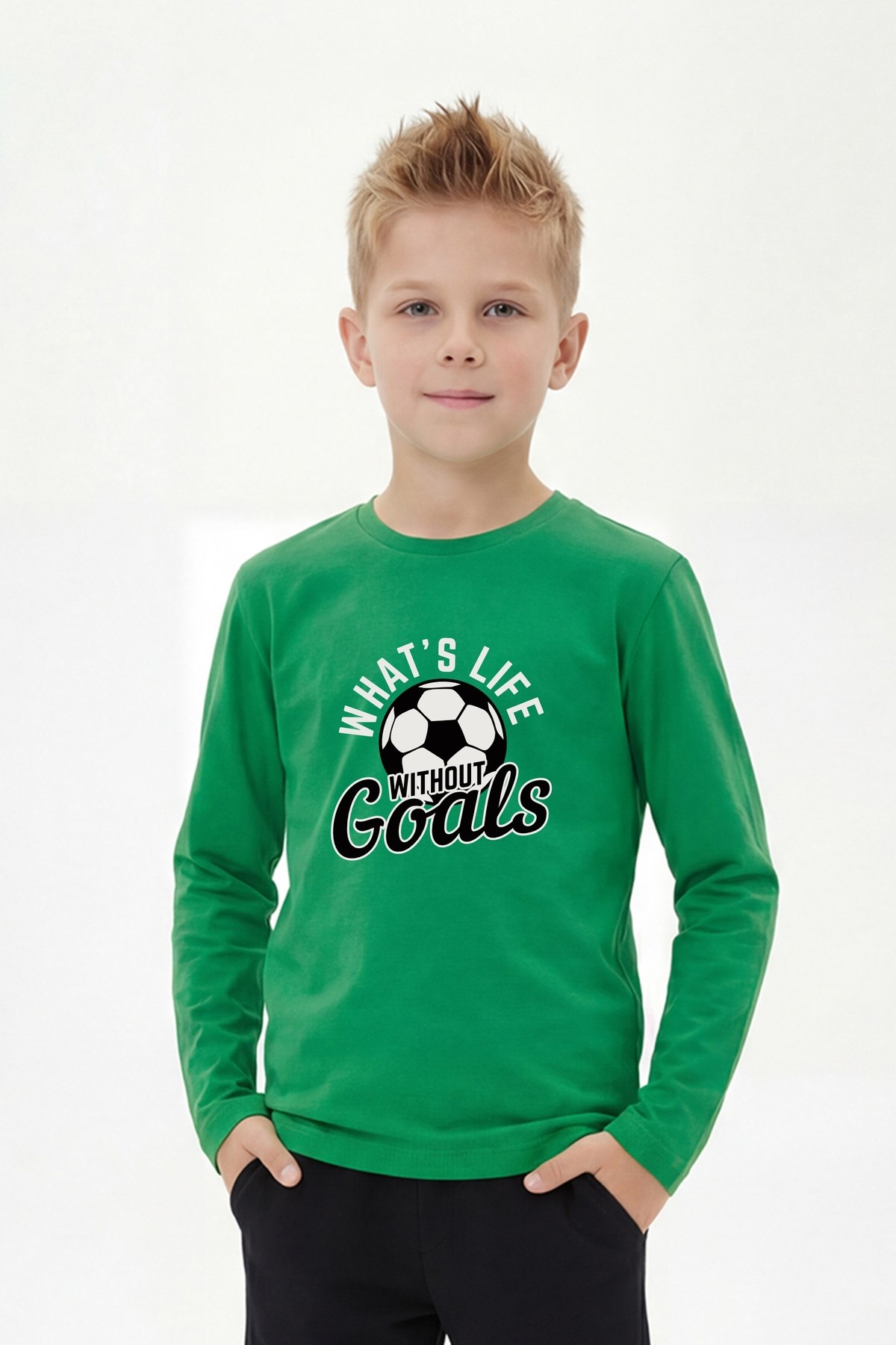 Yuvarlak Yaka Uzun Kollu Baskı Detaylı Erkek Çocuk Sweatshirt