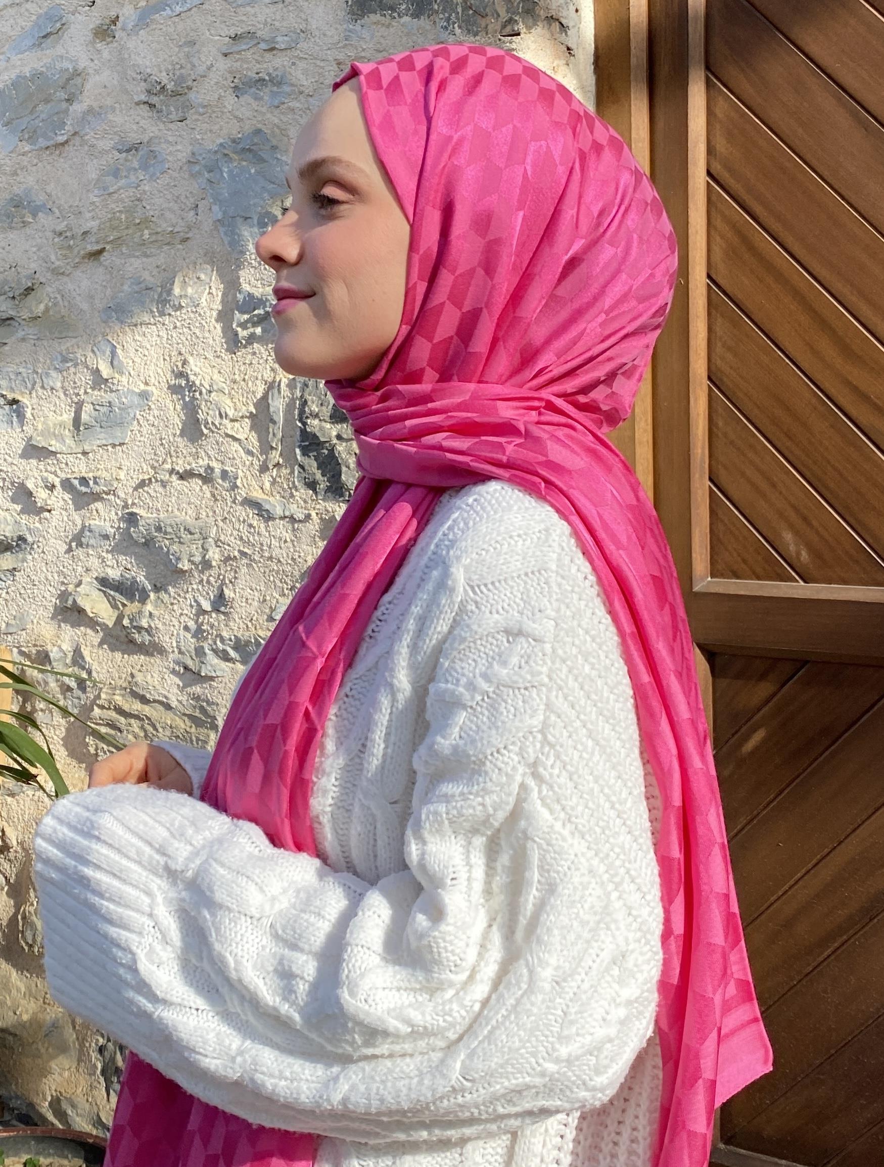 Fusya Koza Desen İpekli Pamuk Şal