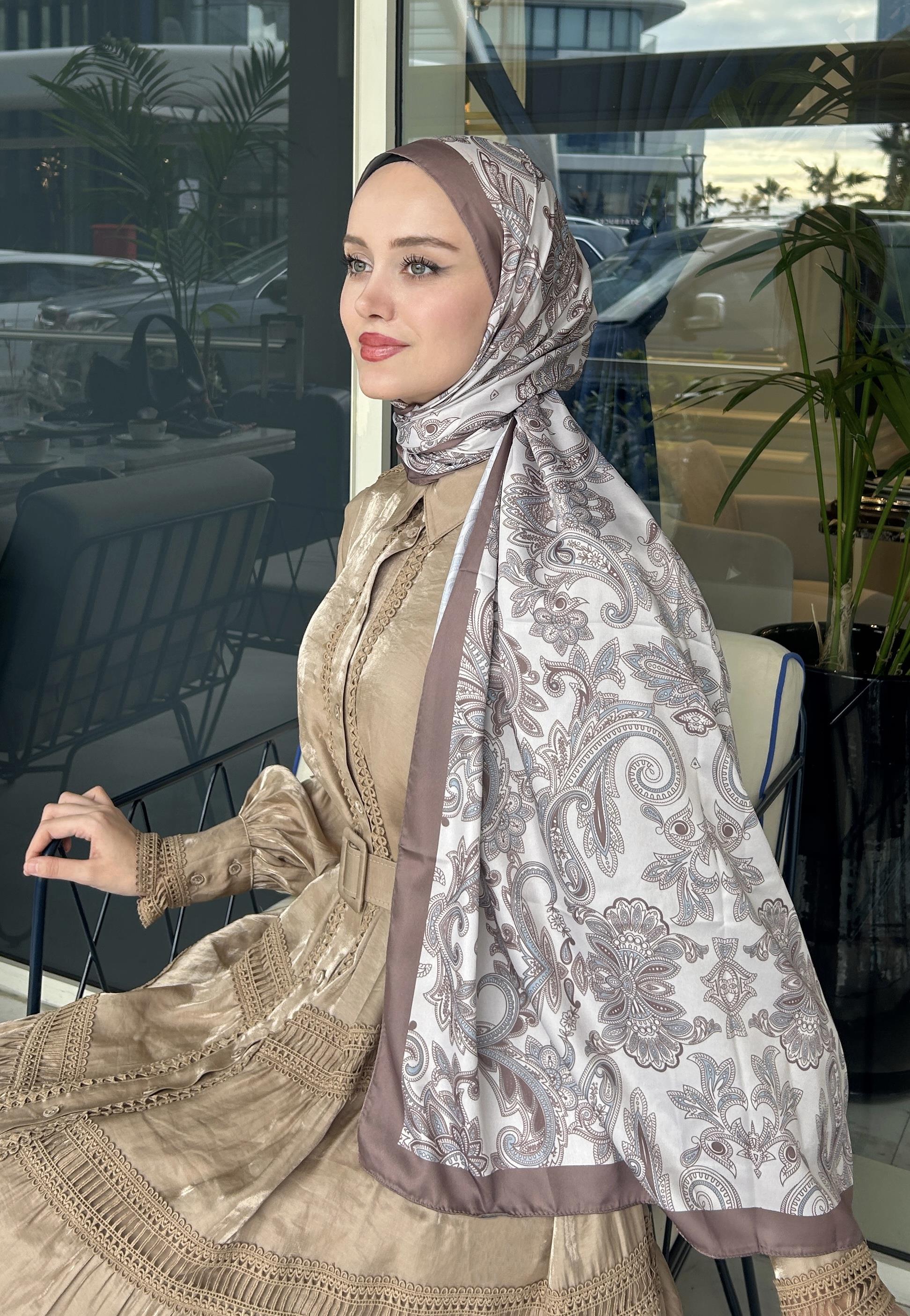 Kahvekrem Sultan Pamuk Etnik Şal