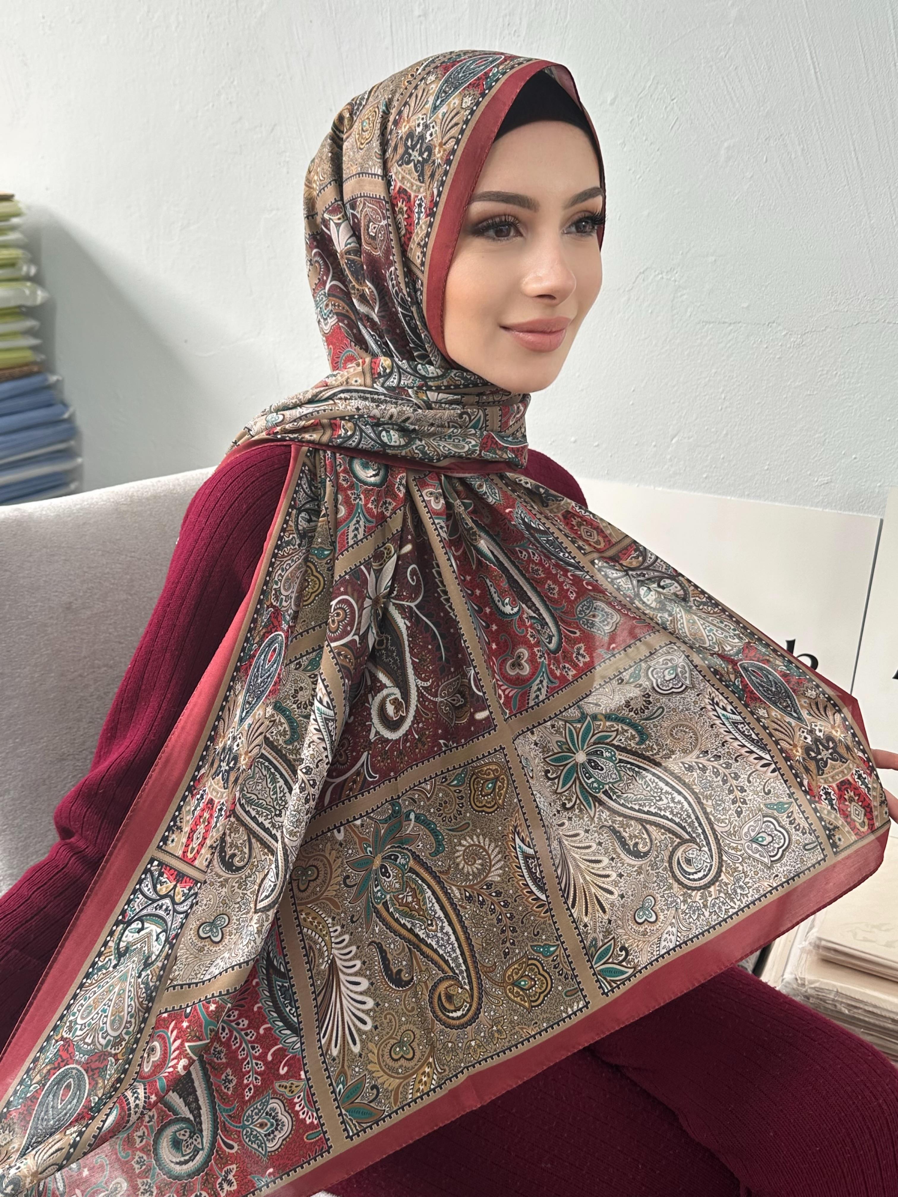 Kırmızı etnik Pamuk ipek şal