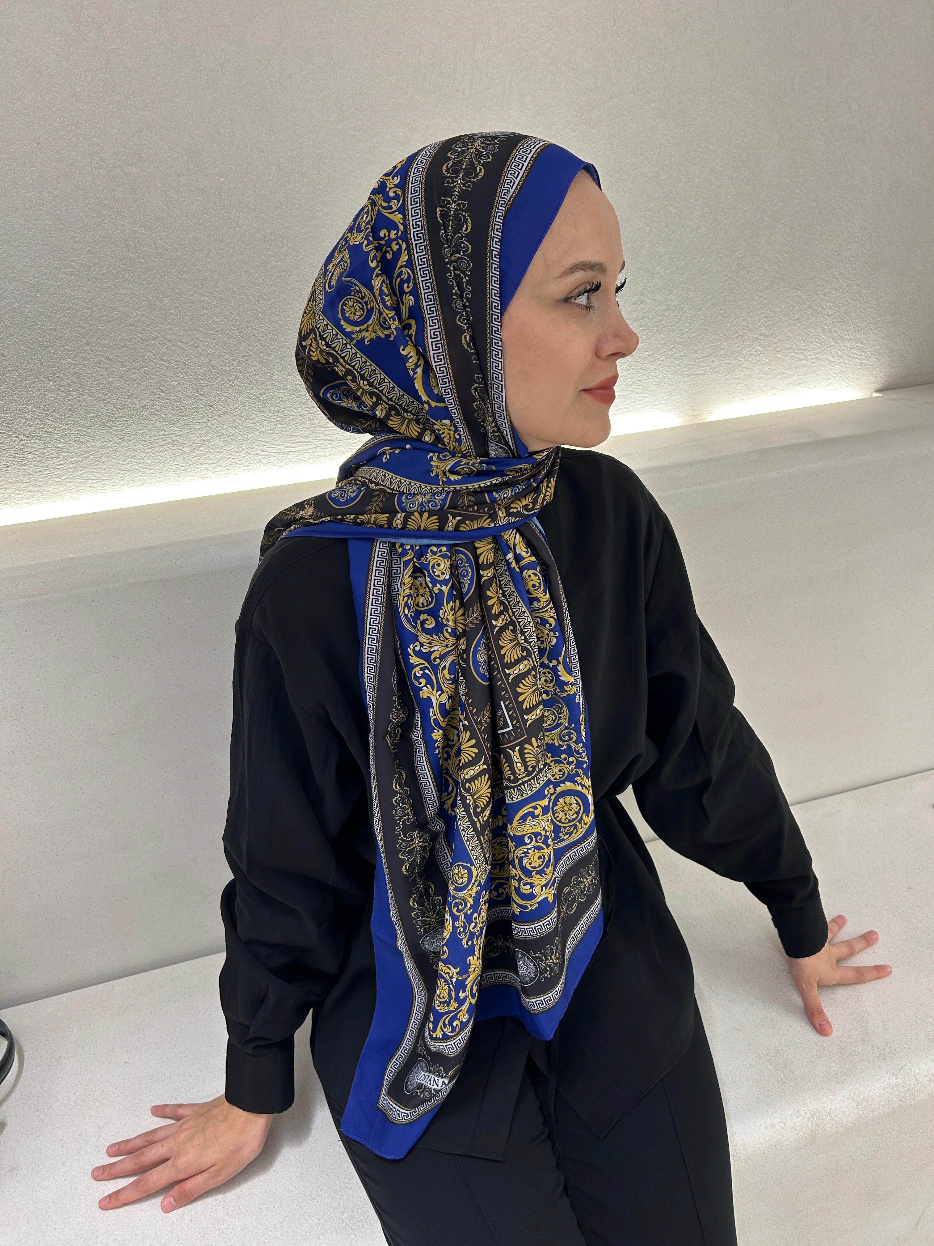 Saks-Siyah Etnik Şal