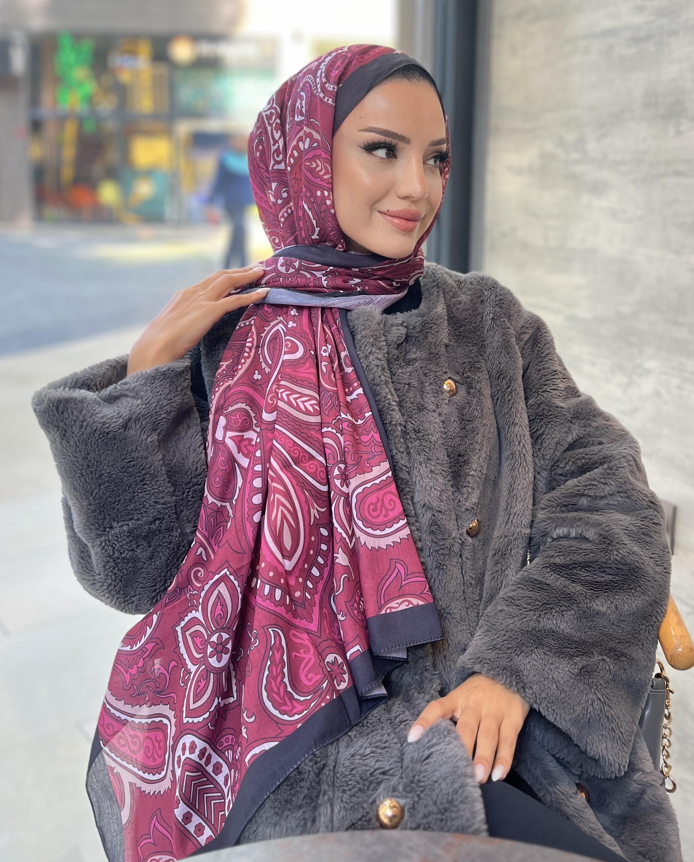 Siyah-Bordo Etnik Şal