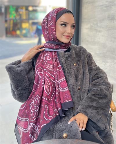 Siyah-Bordo Etnik Şal