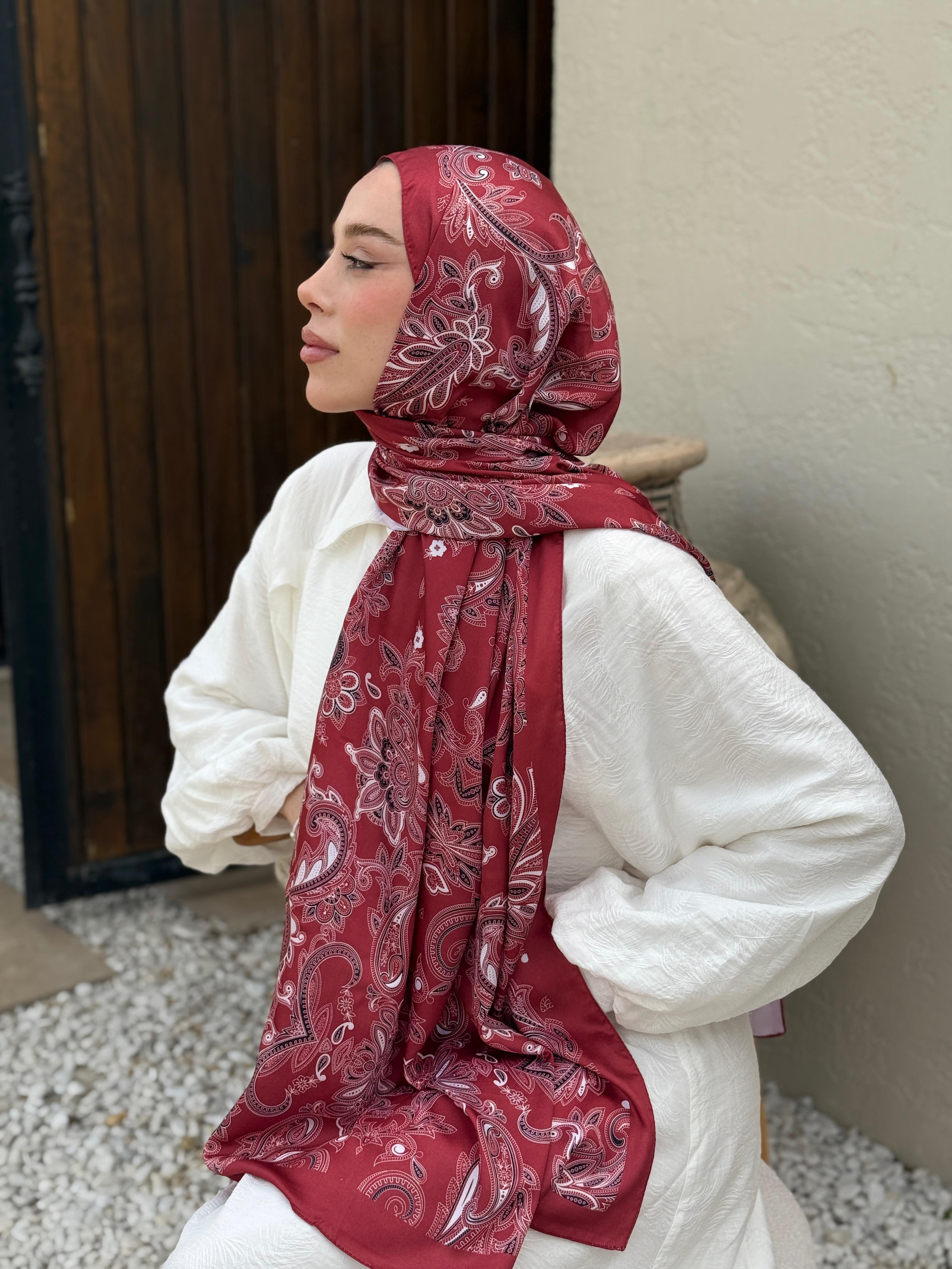Bordo Sultan Pamuk Etnik Şal