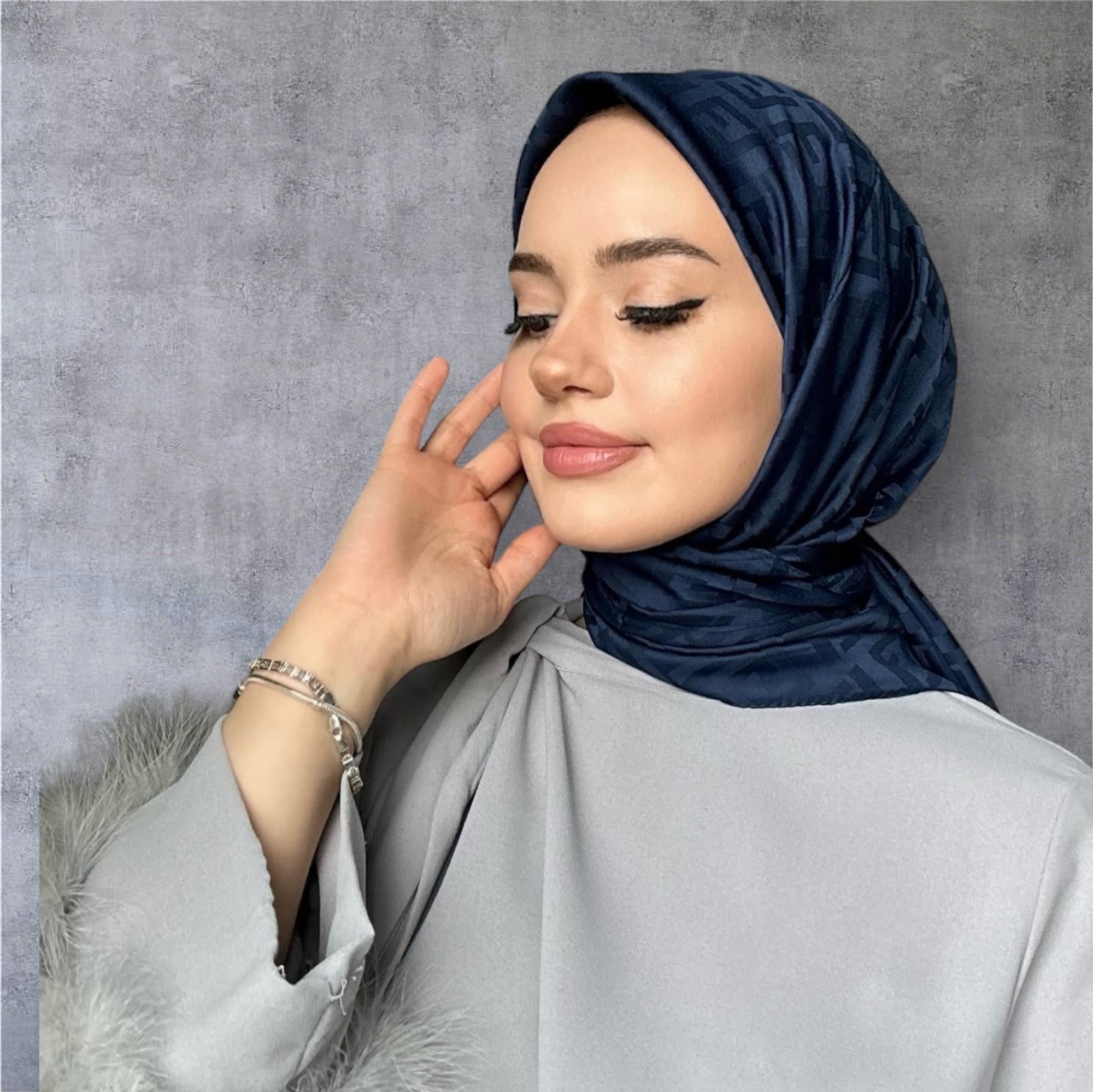 Lacivert F Desen Soft Eşarp