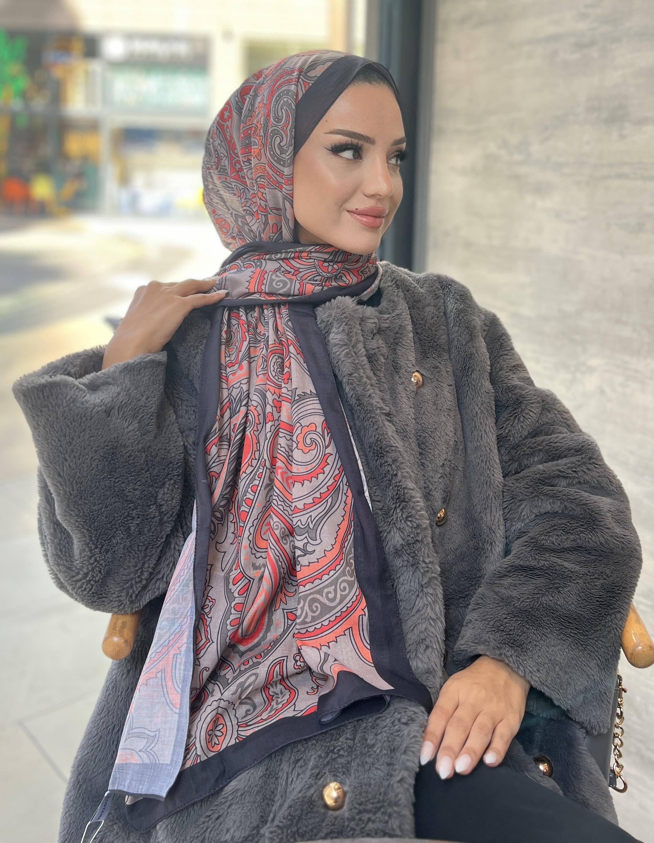 Siyah-Gri Etnik Şal