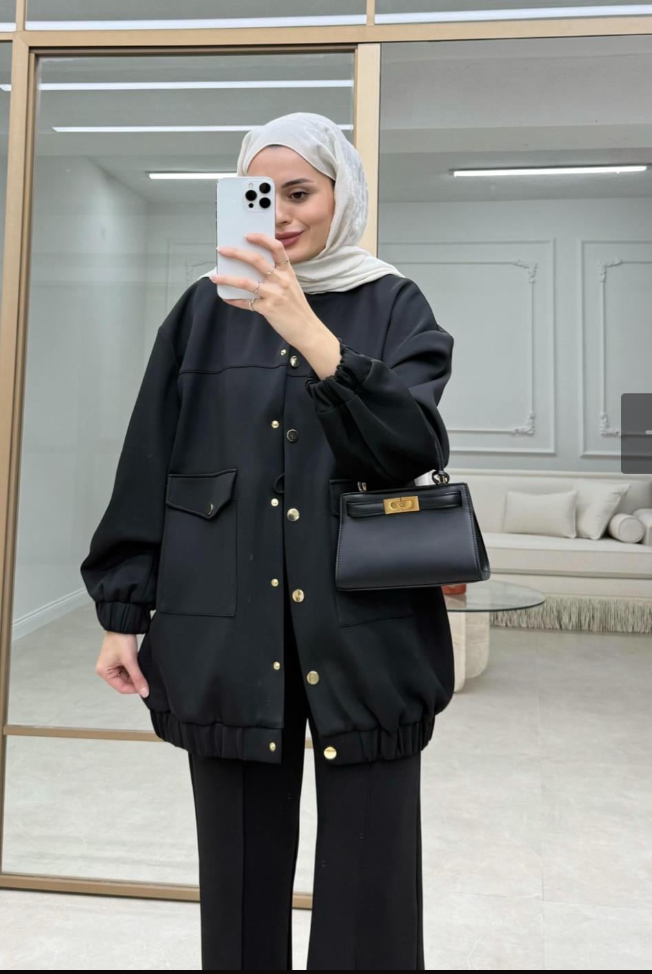 Siyah Scuba Bomber Ceket