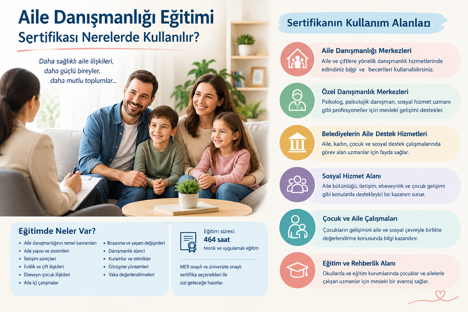 Aile Danışmanlığı Eğitimi Sertifikası Nerelerde Kullanılır?