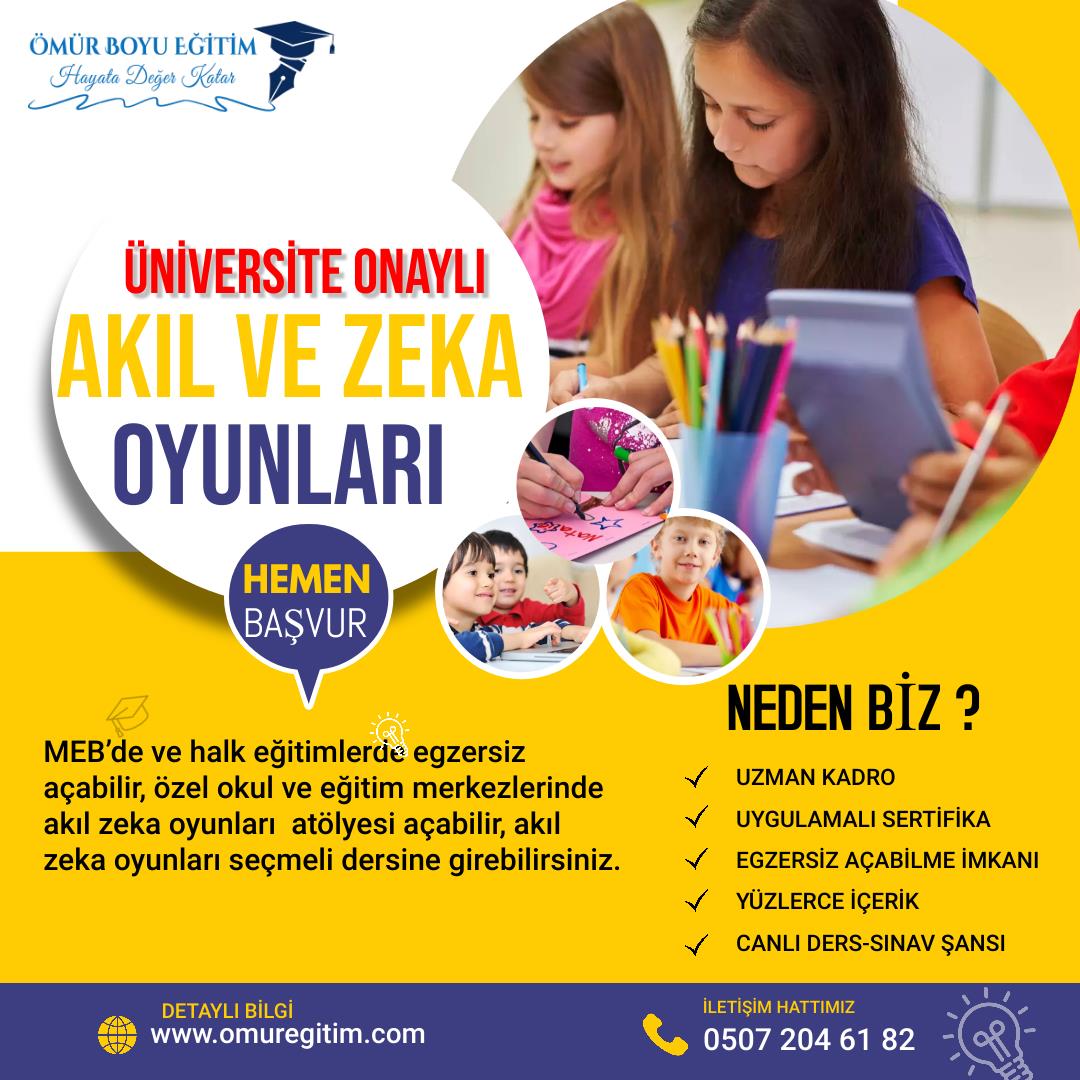 Üniversite OnaylıÜniversite Onaylı Akıl-Zeka Oyunları Sertifikası