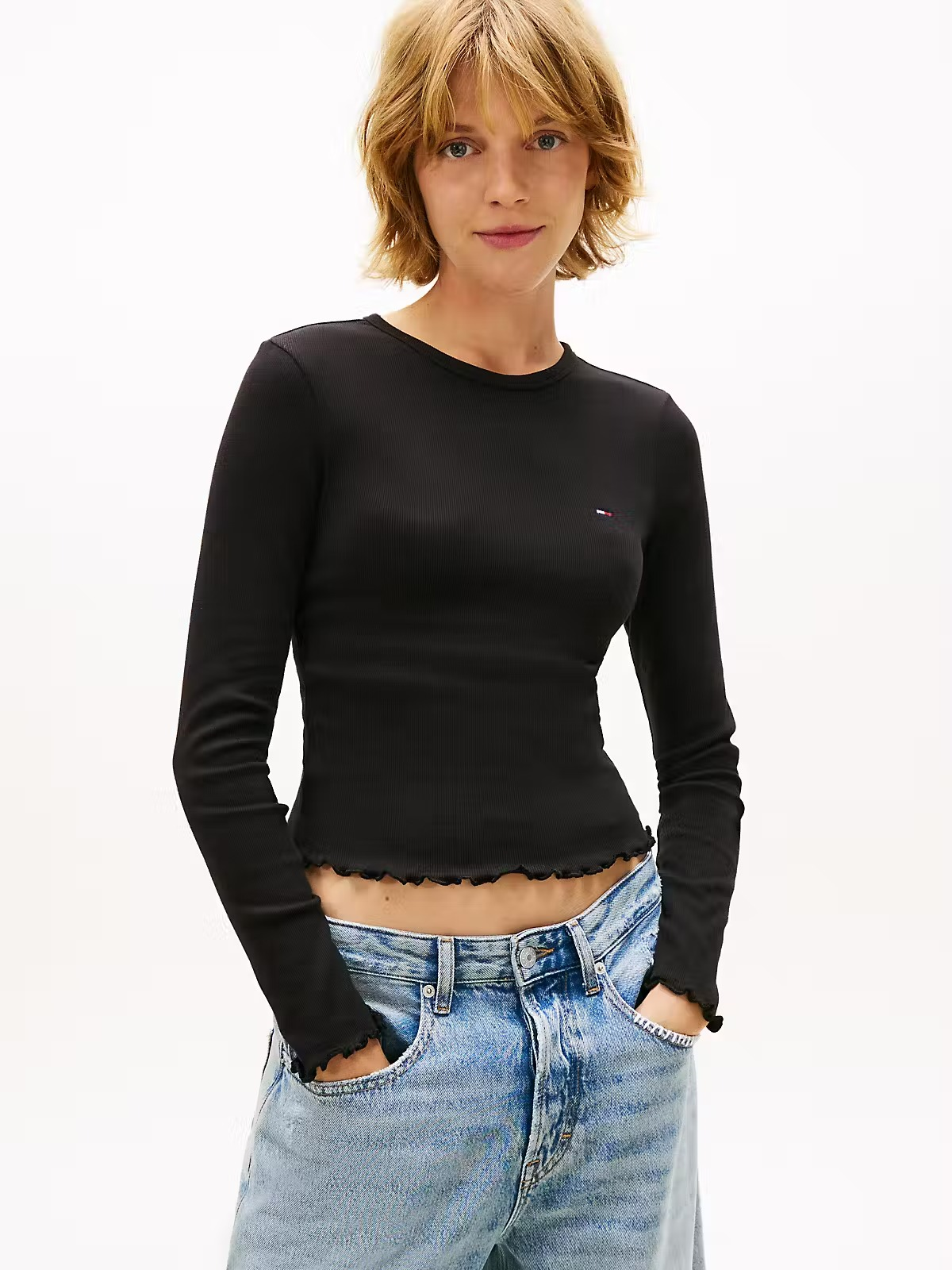 Kadın Uzun Kollu T-shirt -DW0DW22783BDS